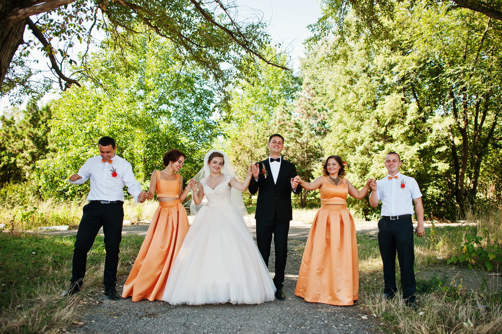 Green and orange hot sale bridesmaid dresses