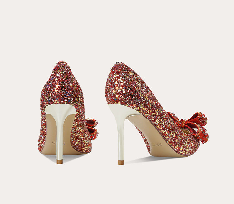 Women's Point Toe High Heels Party Shoes with Diamond
