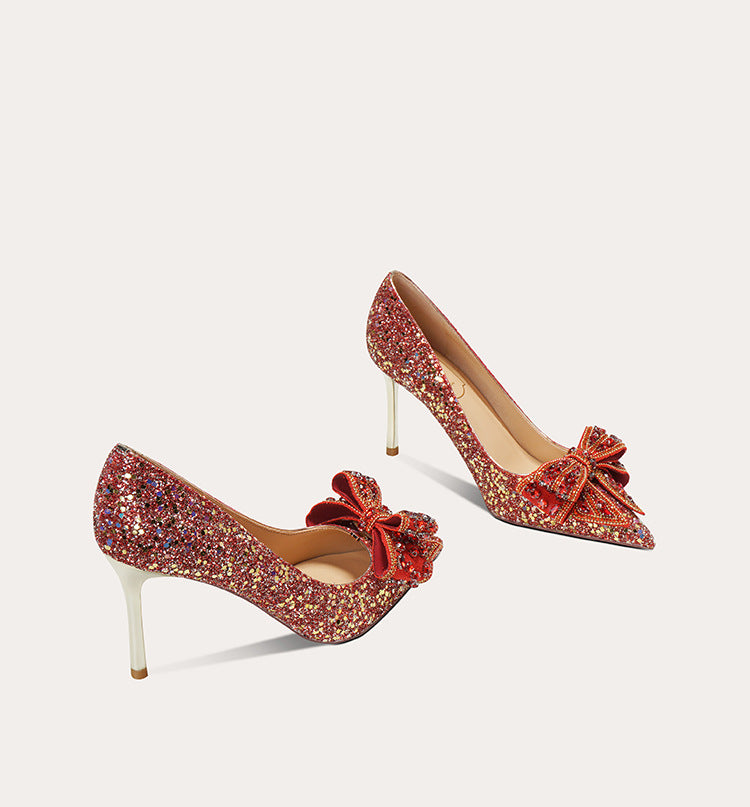 Women's Point Toe High Heels Party Shoes with Diamond