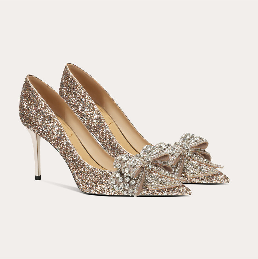 Women's Point Toe High Heels Party Shoes with Diamond