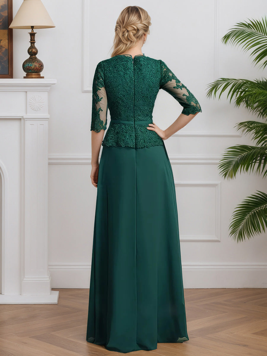 Cicinia Dark Green Mother Of The Bride Dresses Chiffon Lace A-Line V-Neck Half Sleeves