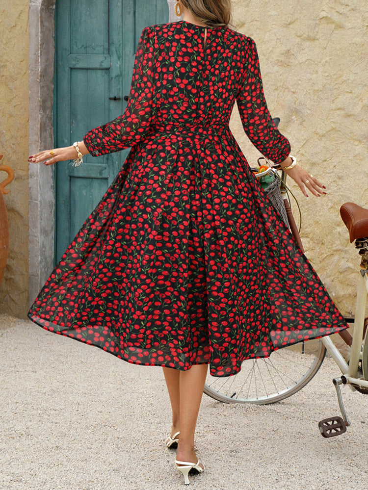 Jewel Long Sleeves Tea Length Black Wedding Guest Dress