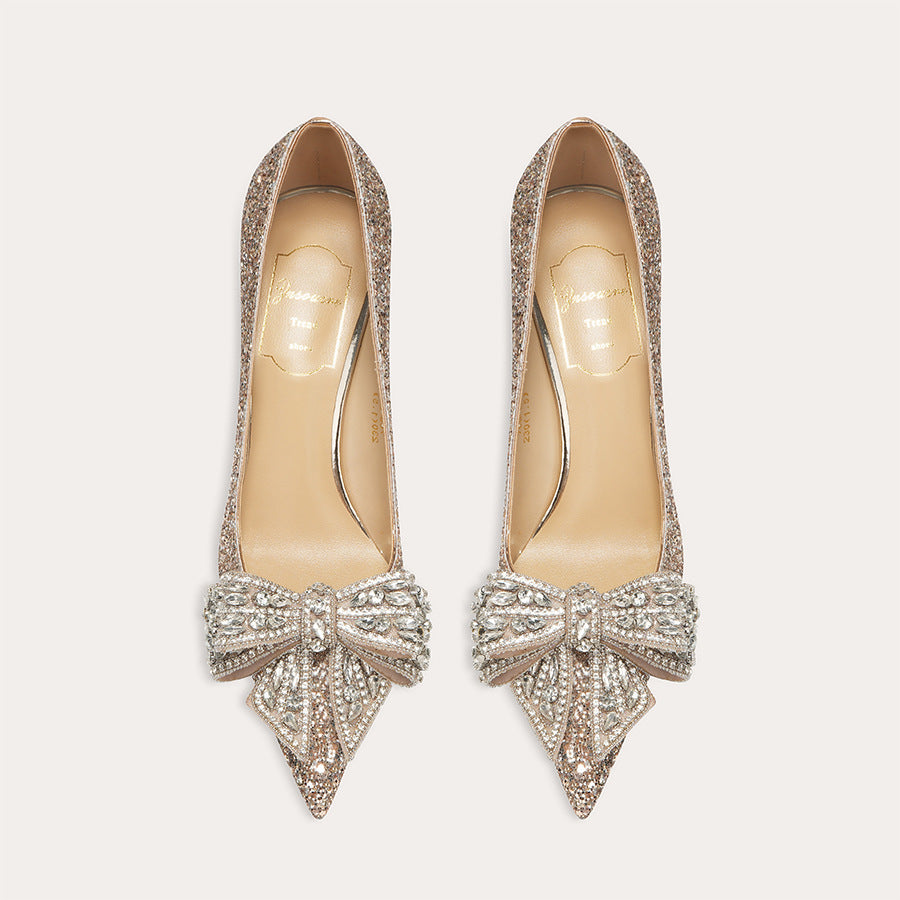 Women's Point Toe High Heels Party Shoes with Diamond