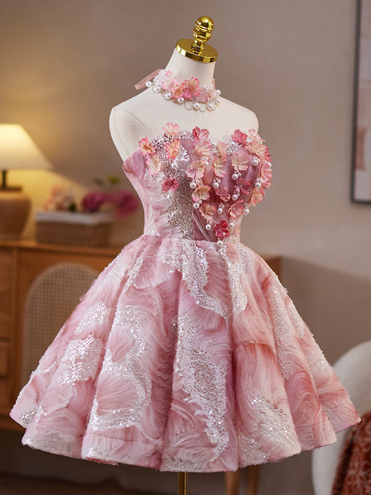 Illusion Sweetheart Strapless Ruffle Bodice Tulle Homecoming Dress