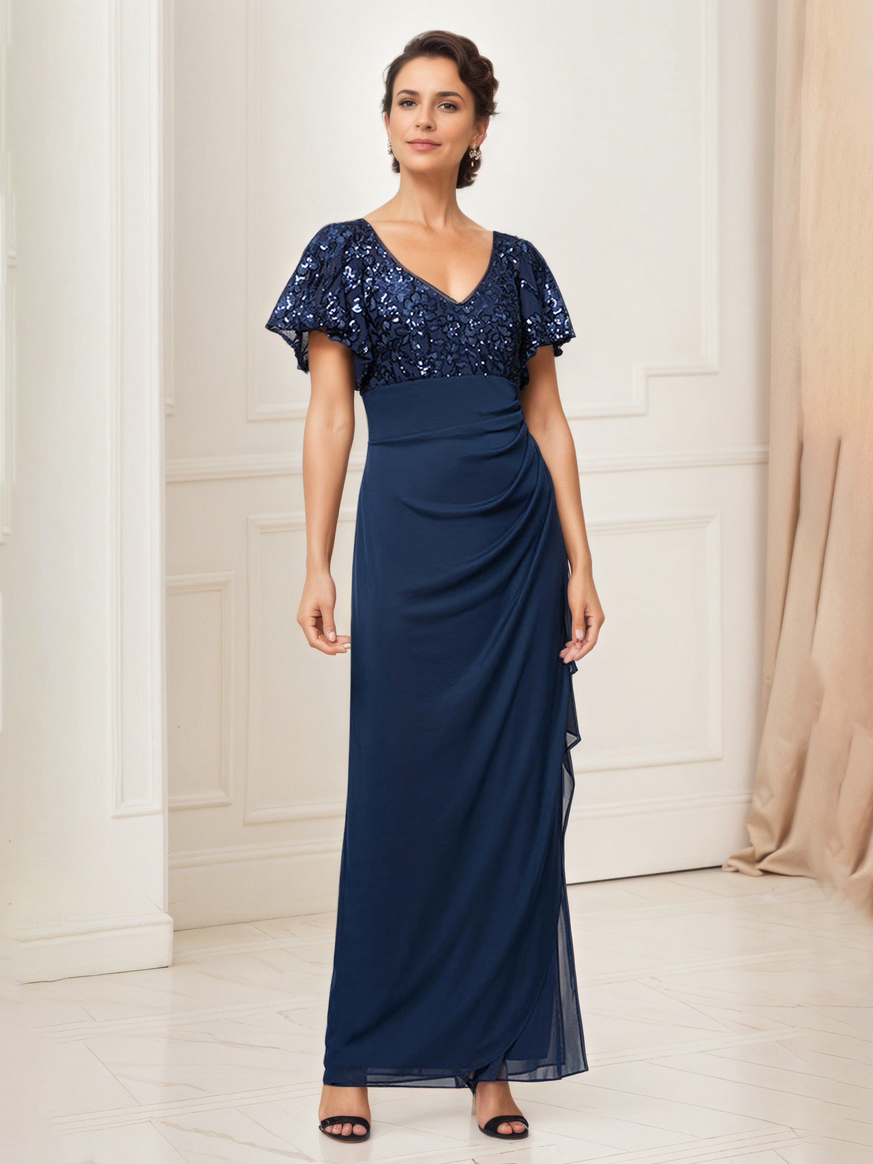 Embroidered Sequin Bodice Empire Waist Chiffon Mother Of The Bride Dress Embroidered Sequin Bodice Empire Waist Chiffon Mother Of The Bride Dress