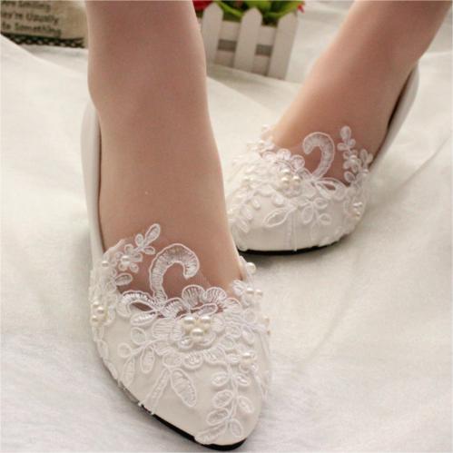 White Lace Lace Ballerina Wedding Shoes Lace White Ivory Sequins