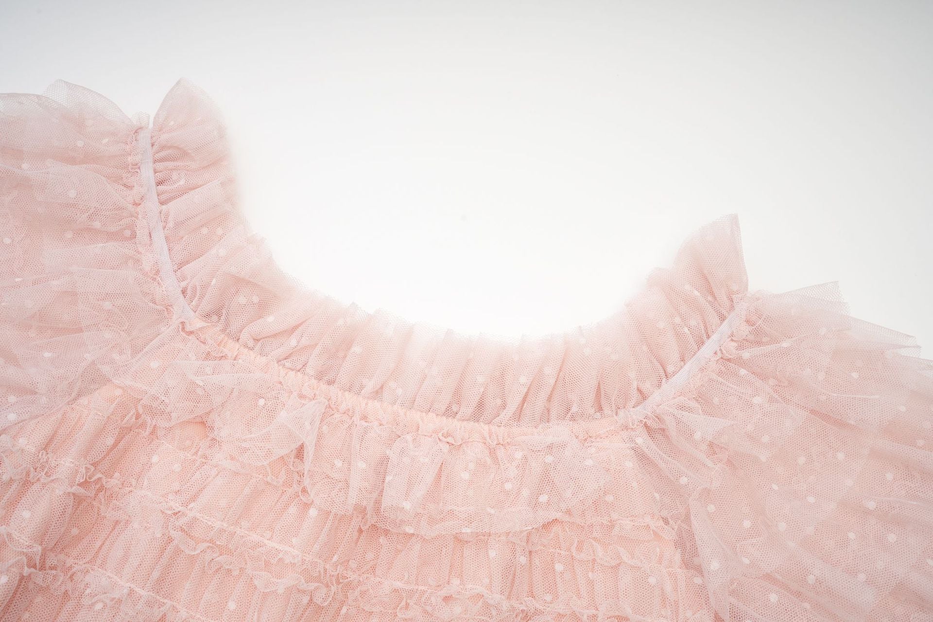 Pearl Pink Strapless Short Sleeves Layered Long Prom Dress