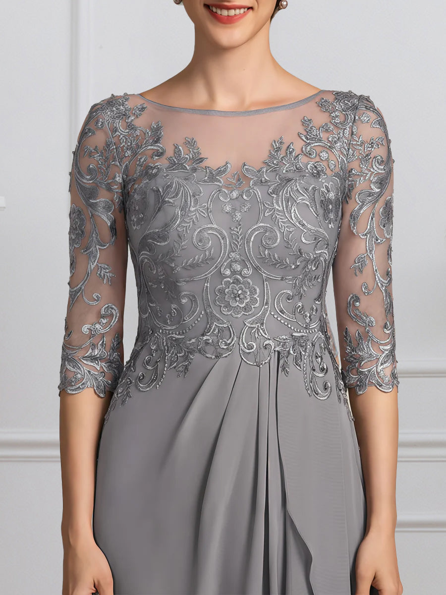 Cicinia Elegant Grey Mother Of The Bride Dresses Lace A-Line Half Sleeves Floor Length