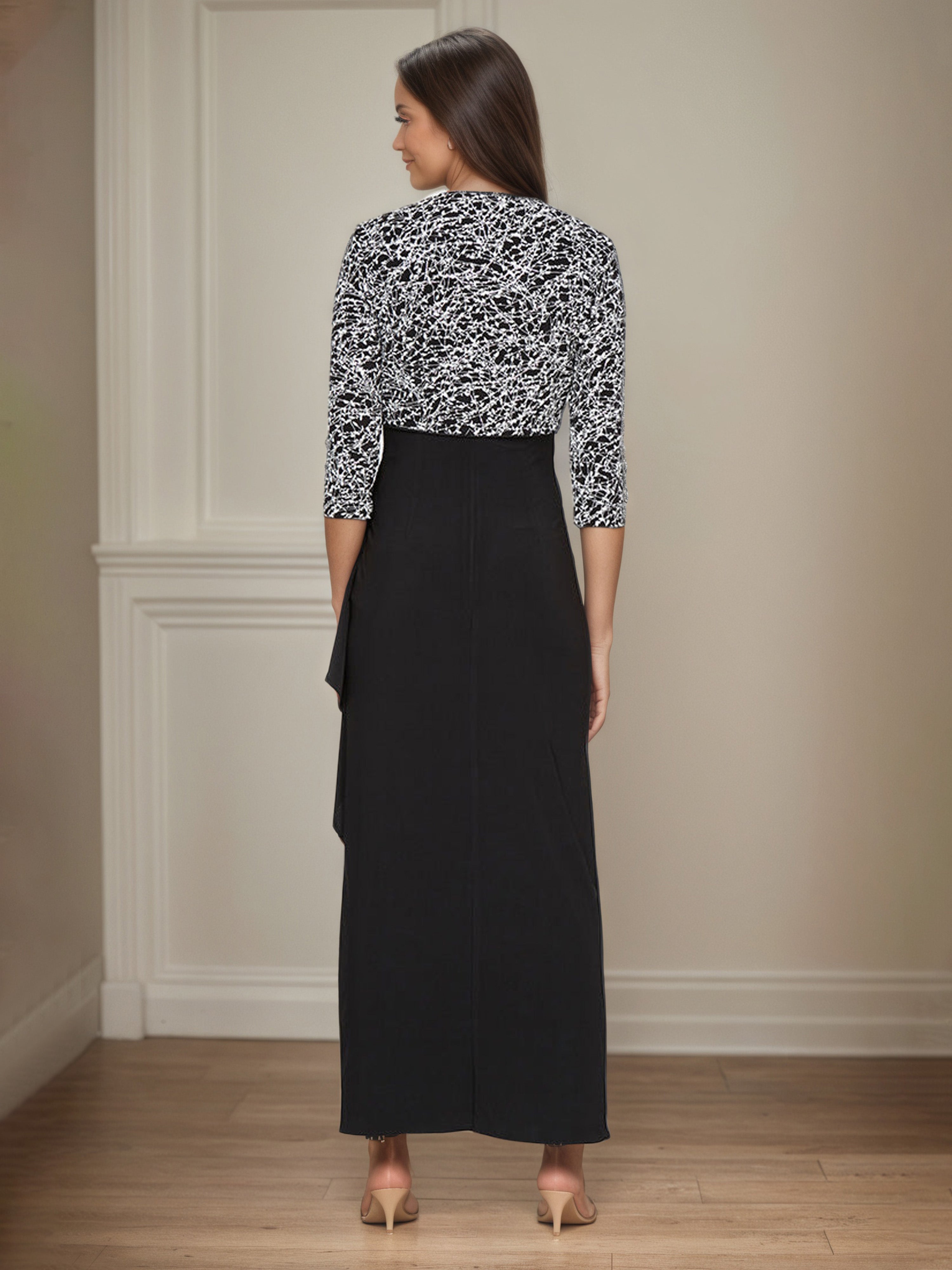 Sheath/Column Empire Waist Glitter Bolero Jacket Black Mother Of The Bride Dress