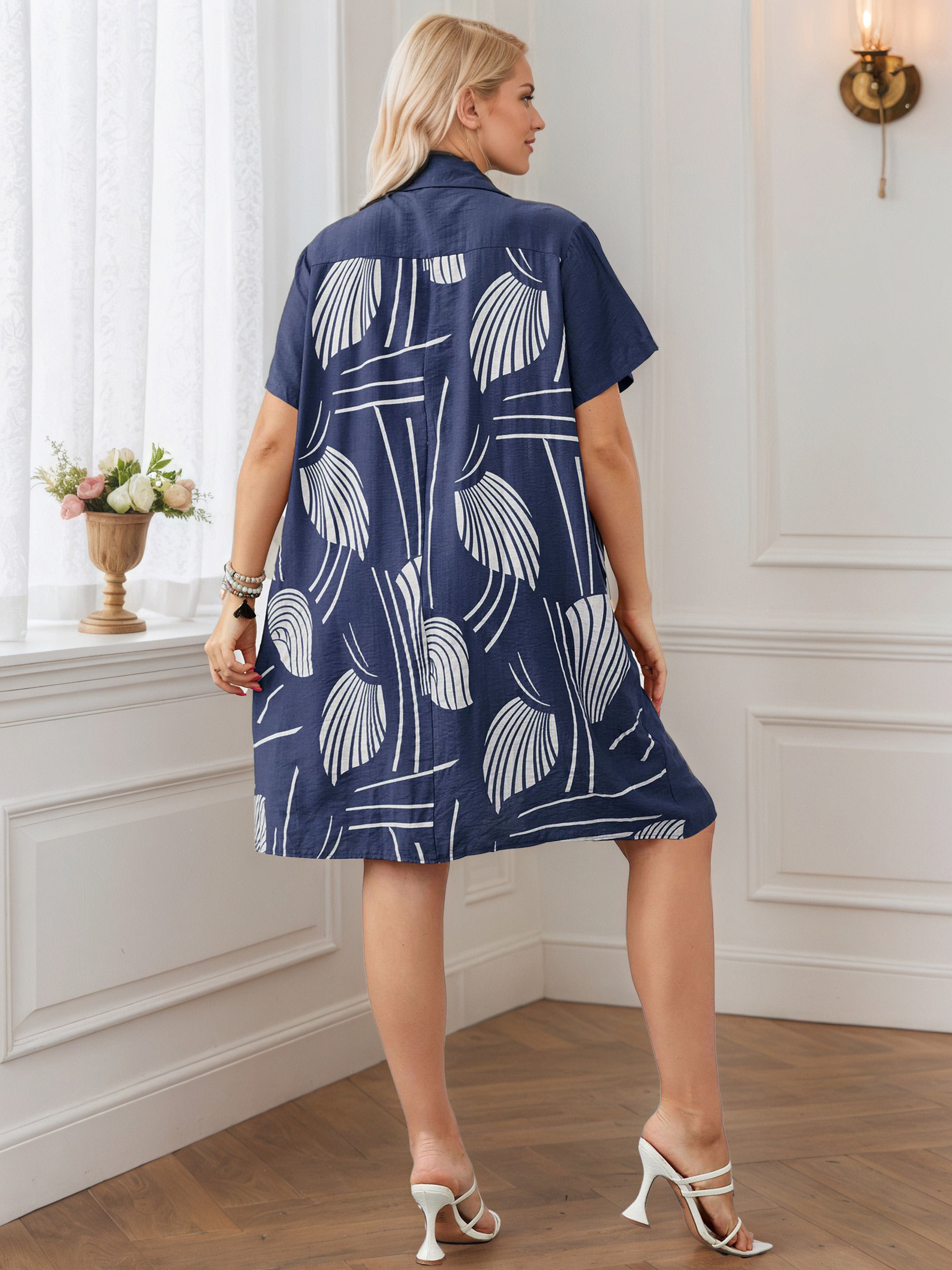 Graphic Printed Knee Length Stormy A-Line Plus Size Dress