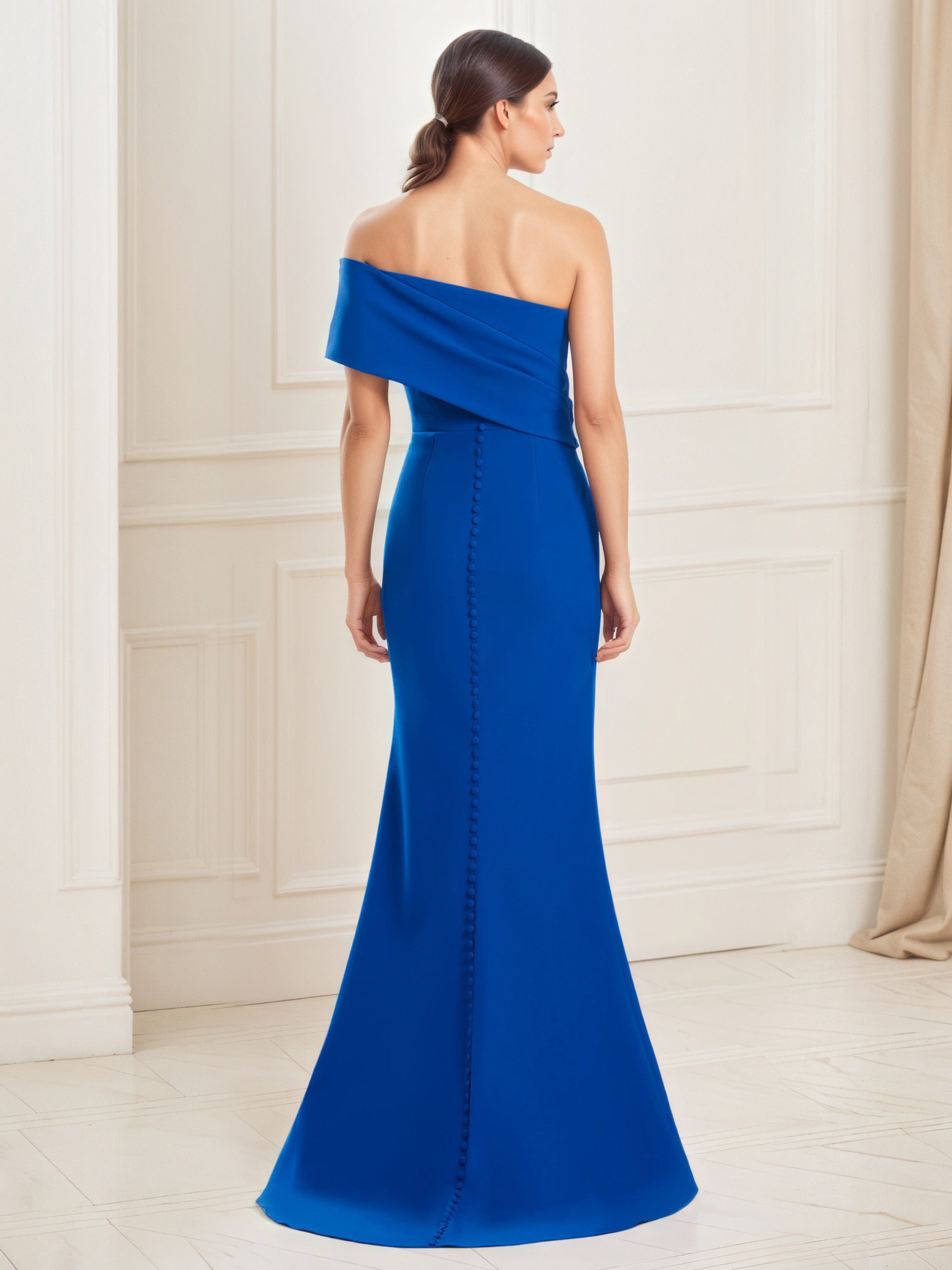 Royal Blue Prom Dresses One Shoulder Trumpet Long Prom Dress with Split