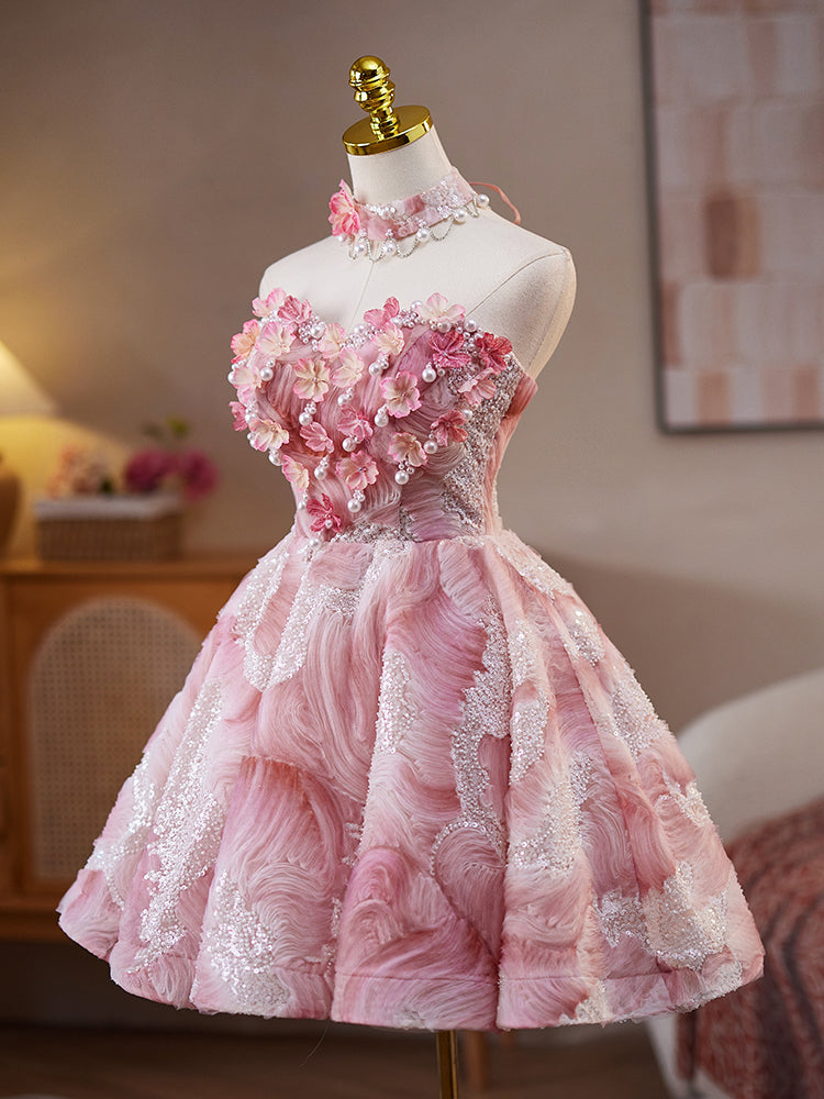 Illusion Sweetheart Strapless Ruffle Bodice Tulle Homecoming Dress