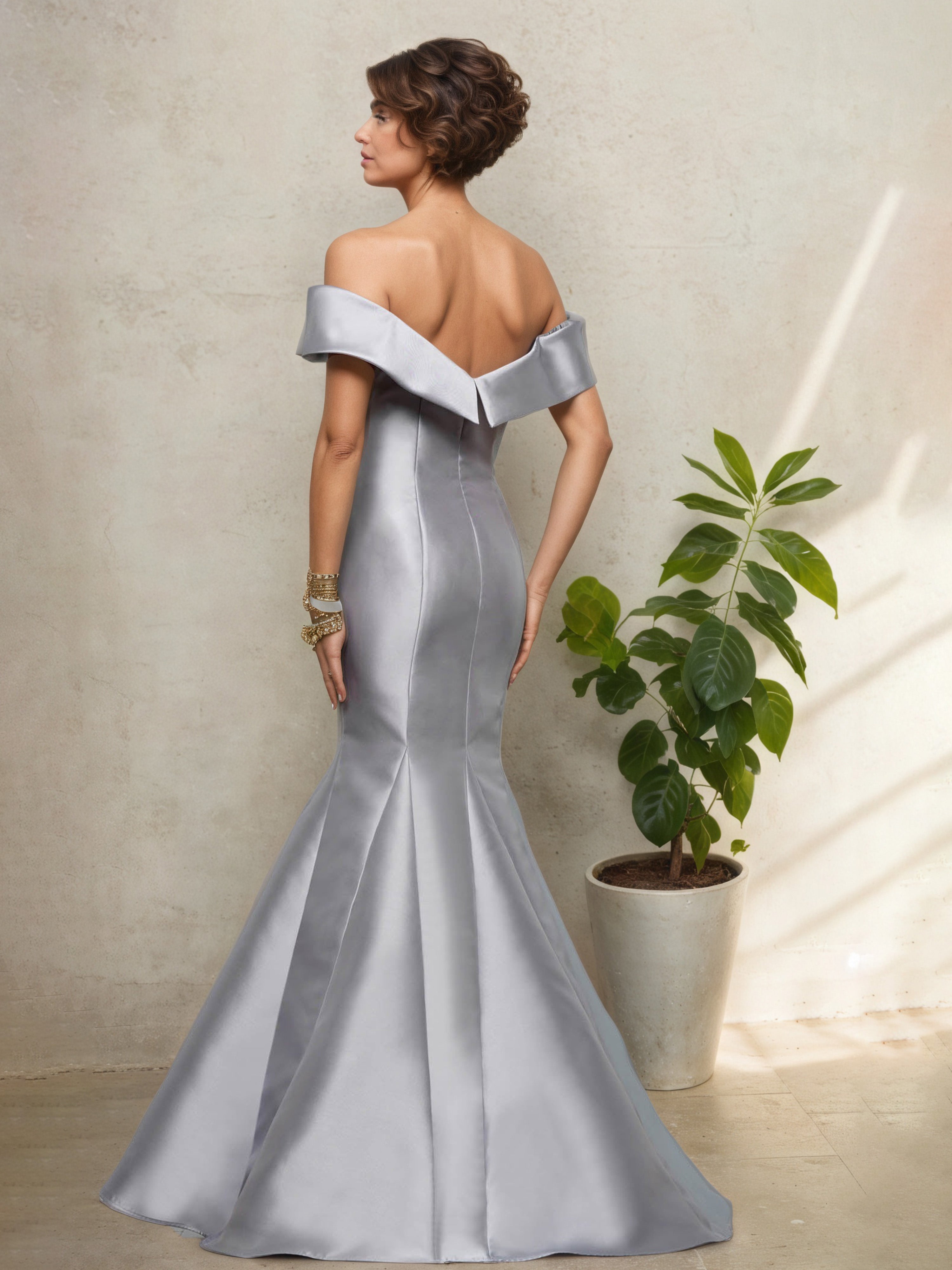 Off The Shoulder Sweetheart Trumpet/Mermaid Champagne Mother Of The Bride Dress