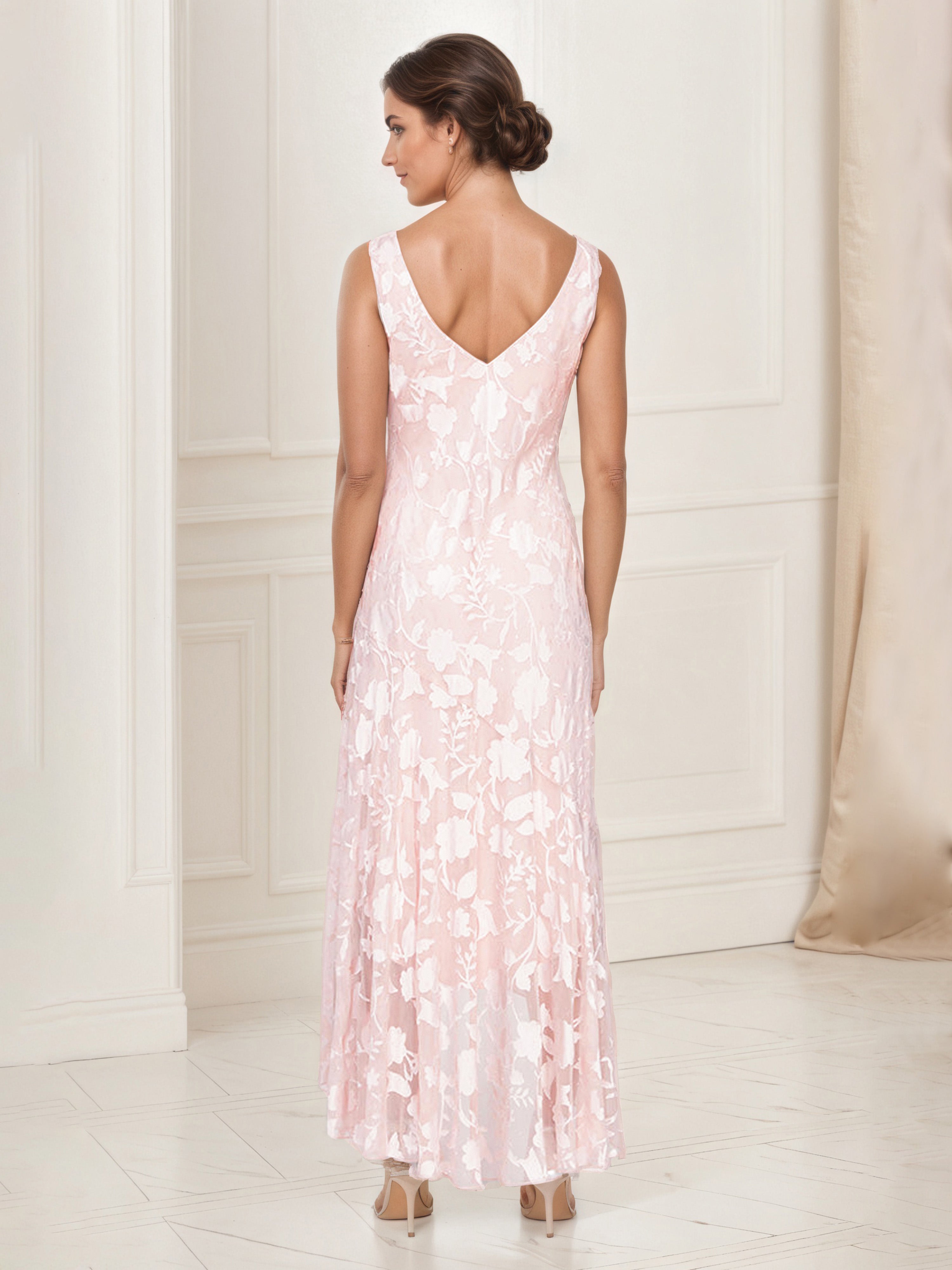 Open Cascade Jacket Dress Pearl Pink Mother Of The Bride Dress with High-Low Tulip Hem Skirt