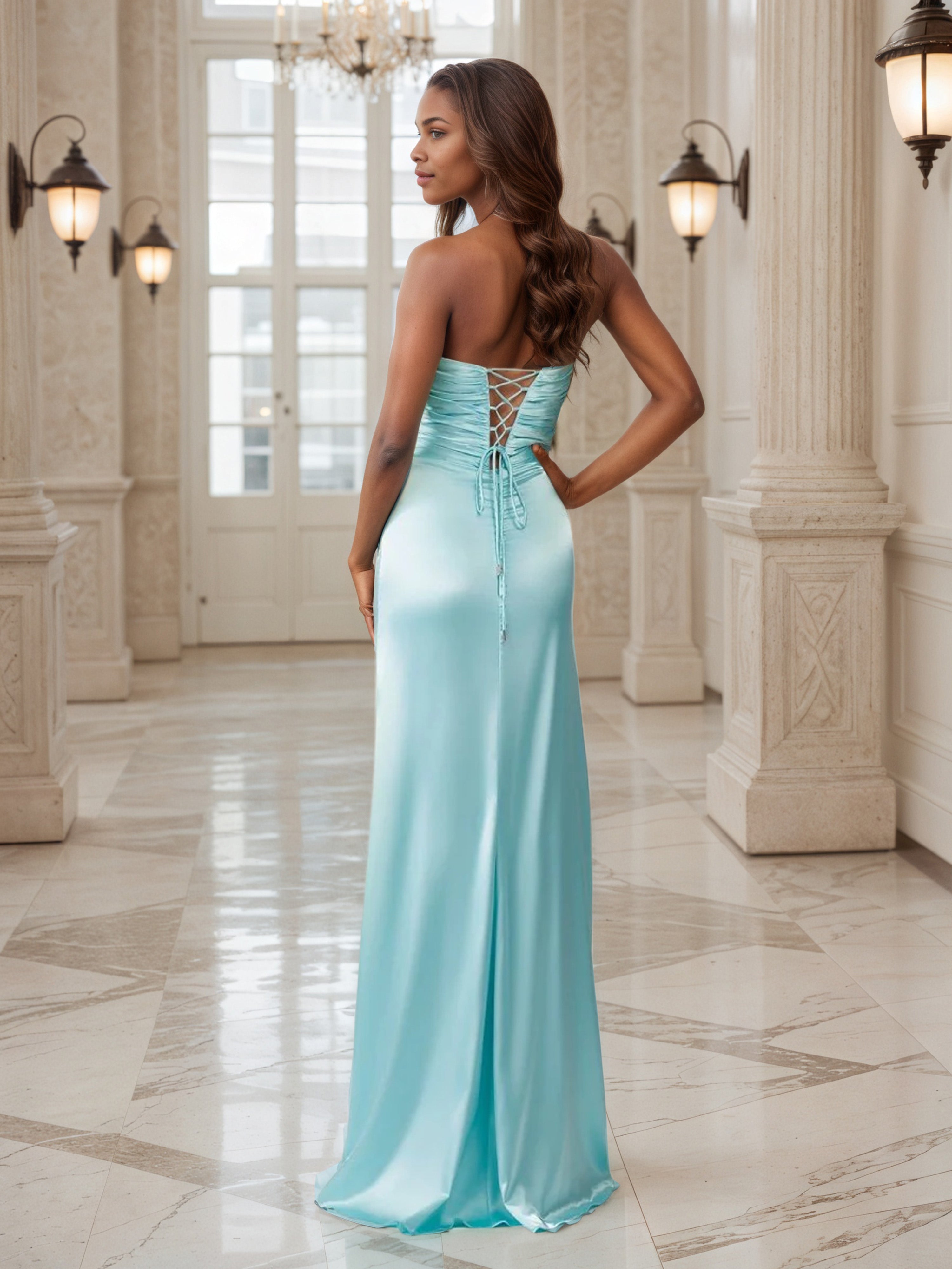 Spa Prom Dresses Sheath Sweetheart Keyhole Long Prom Dress