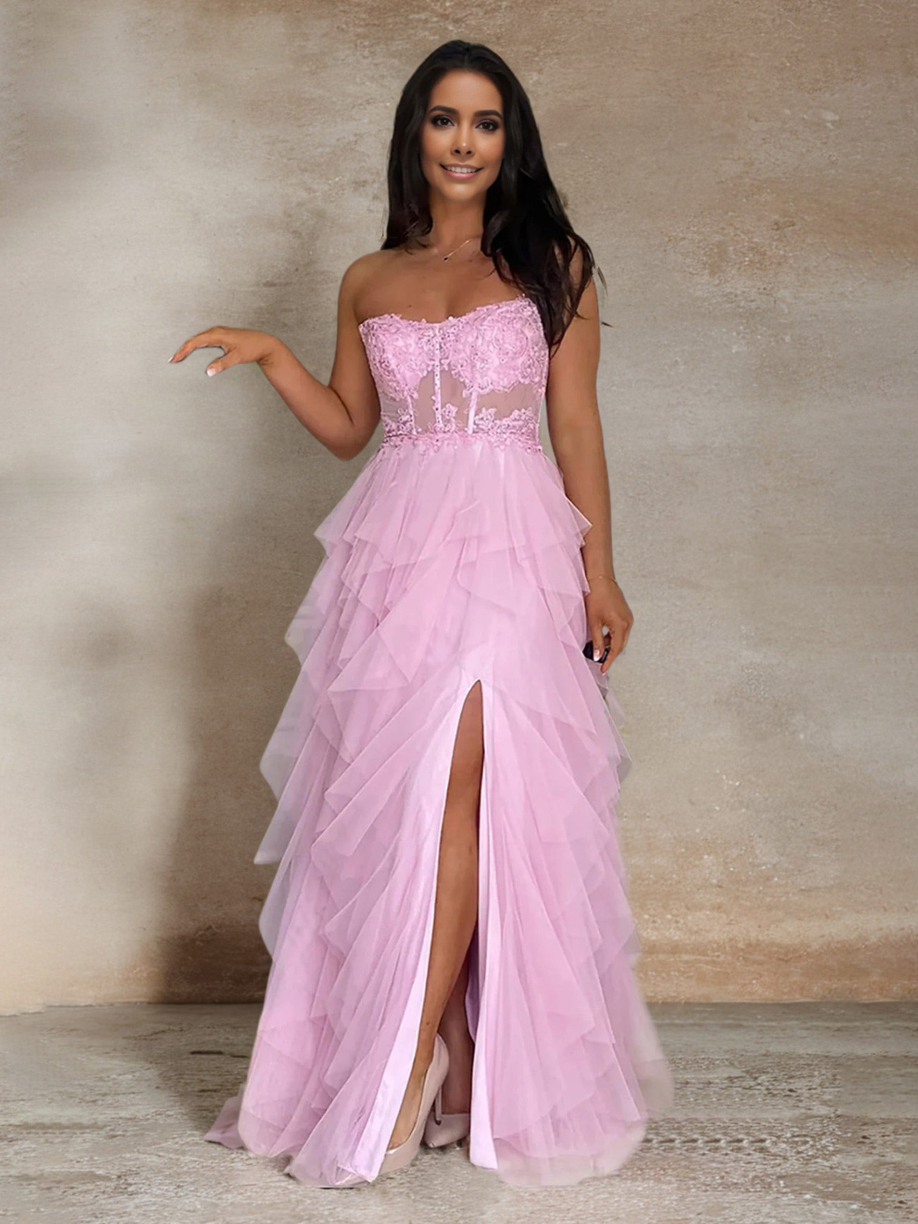 Pink Elegant Evening Dresses Uk Pink Prom Dresses A Line Strapless Lace Top Tulle Puffy Prom Dress Wit Pink Elegant Evening Dresses Uk Pink Prom Dresses A Line Strapless Lace Top Tulle Puffy Prom Dress Wit