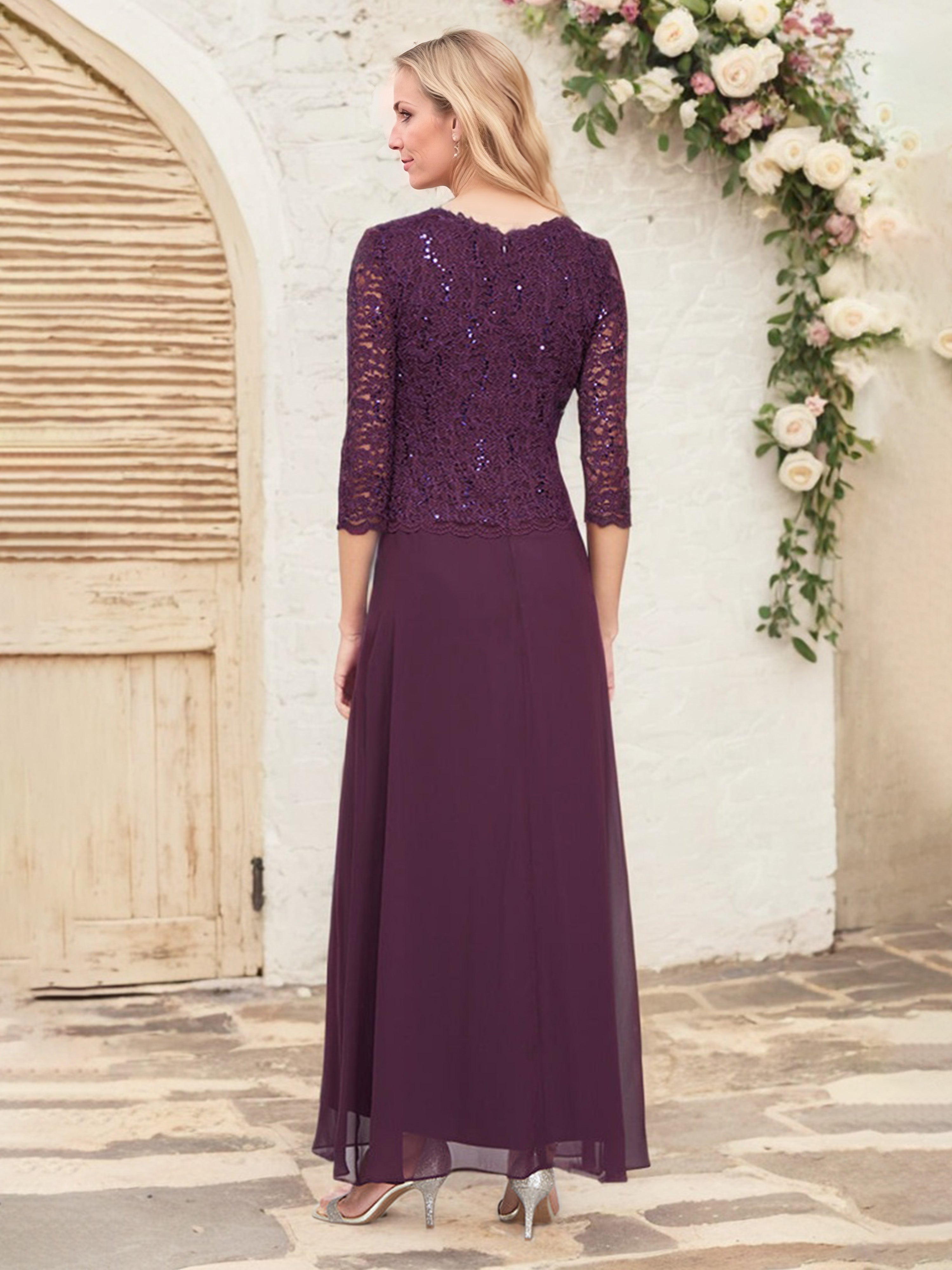 2 Pieces V Neck A Line Sleeves Mother Of Groom Dresses Suits