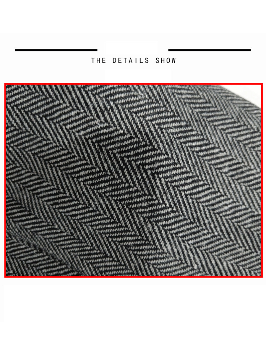 Burgundy Solid Color Herringbone 3 Pieces Suits Slim Fit Men's Suit