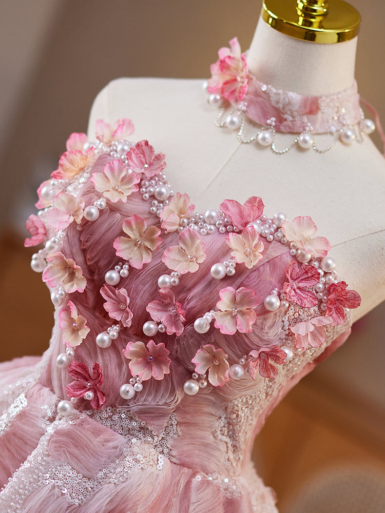 Illusion Sweetheart Strapless Ruffle Bodice Tulle Homecoming Dress