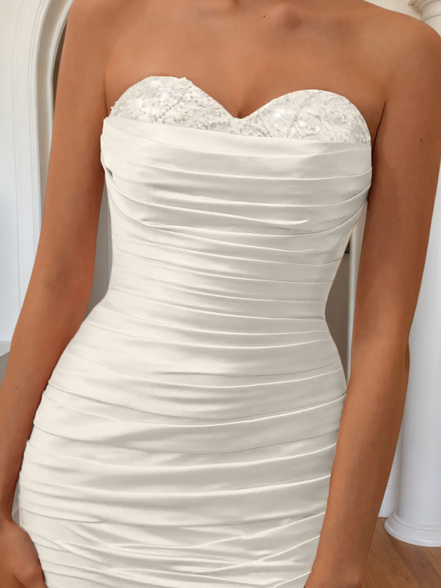 Cicinia Ivory Prom Dresses Sheath/Column Sleeveless Sweetheart Layers Gowns with Slit