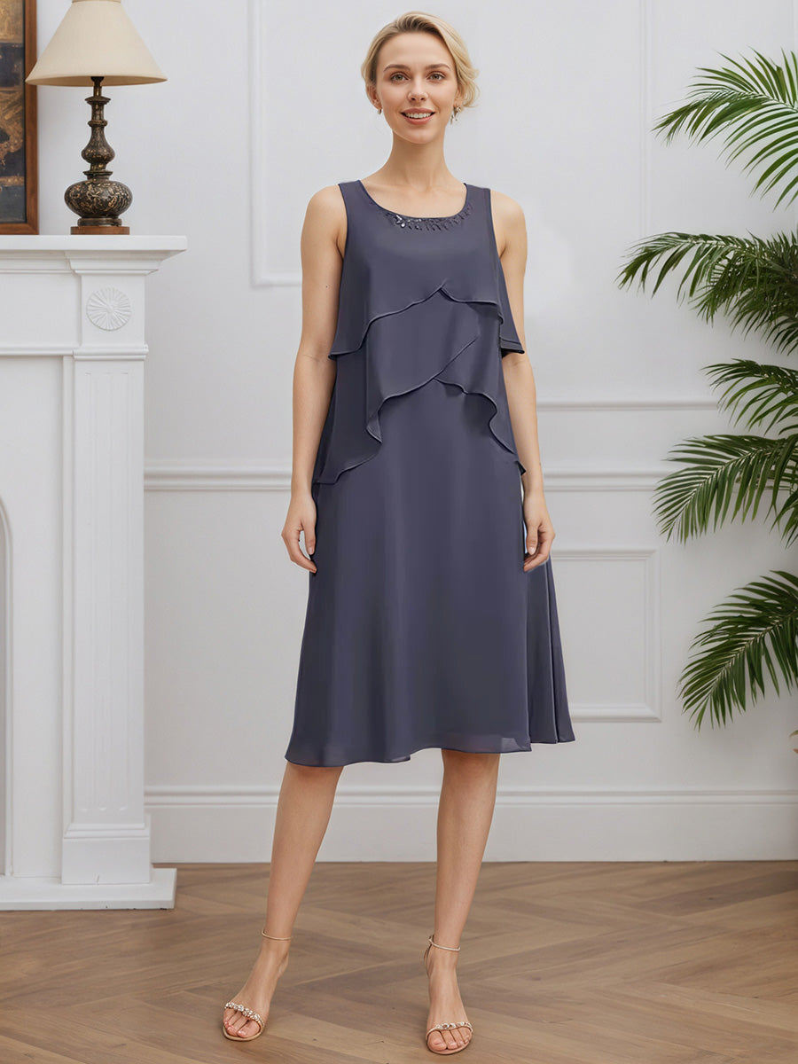 Cicinia Stormy Mother Of The Bride Dresses Chiffon with Jacket Short A-Line Knee Length