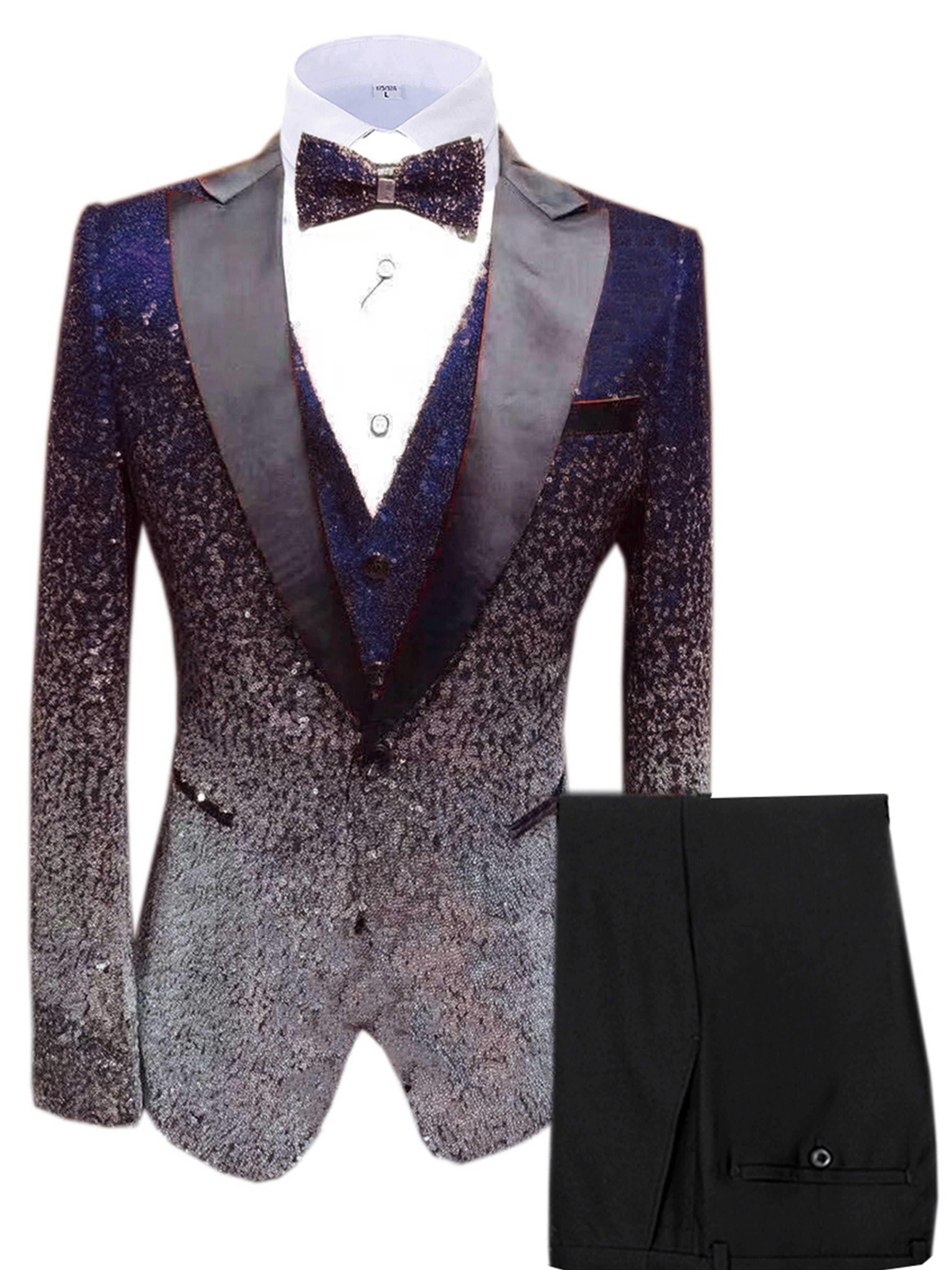 Sequins 3 Pieces Men's Suits Wedding Suit Set