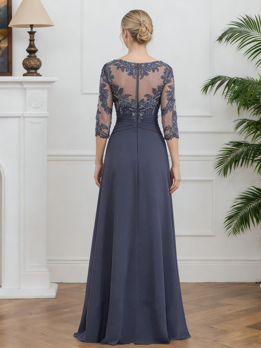 Cicinia Stormy Mother Of The Bride Dresses Chiffon Lace Ruffle Side A-Line Half Sleeves