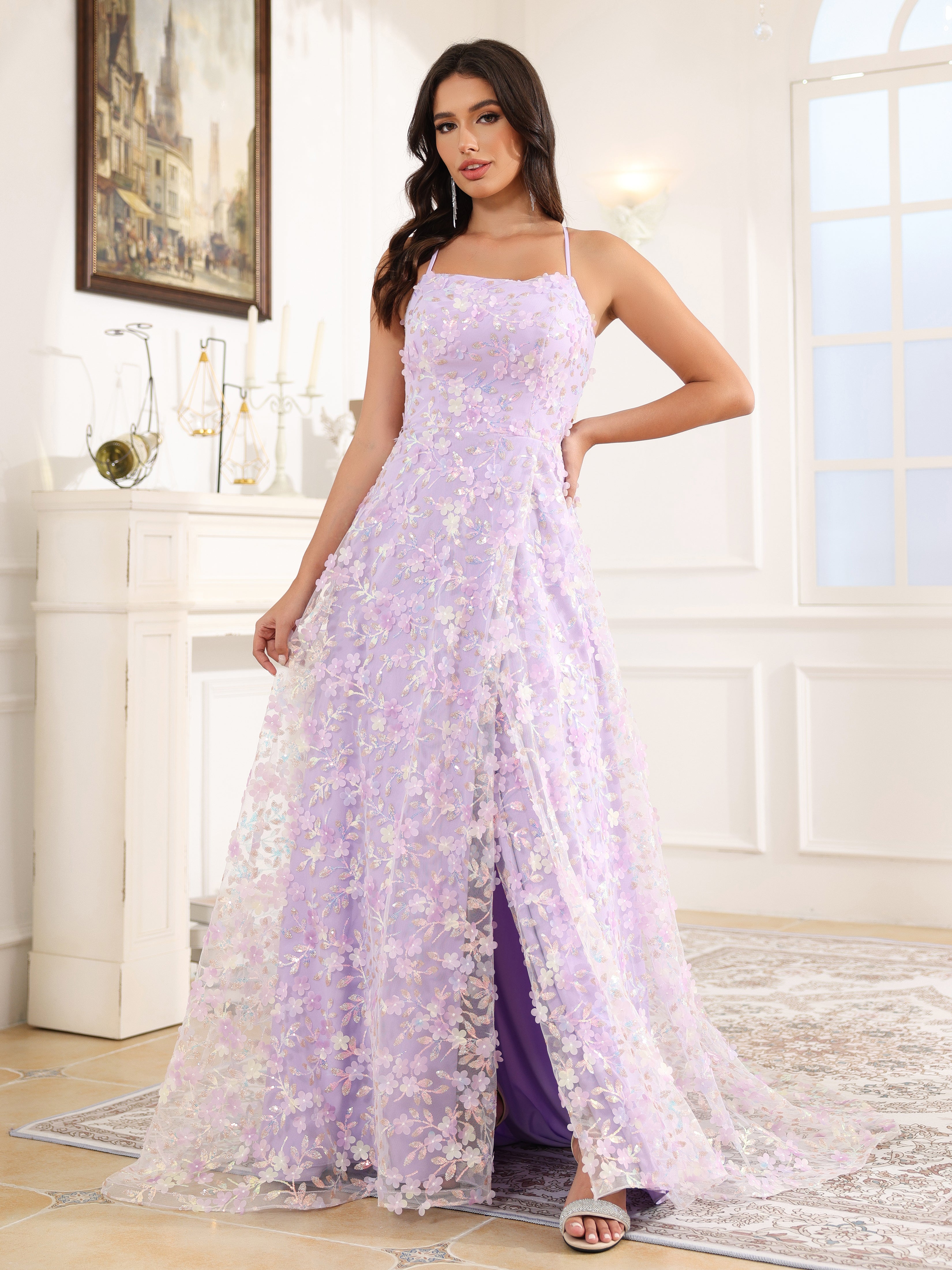 A-Line Lace Up Court Train Prom Dress A-Line Lace Up Court Train Prom Dress