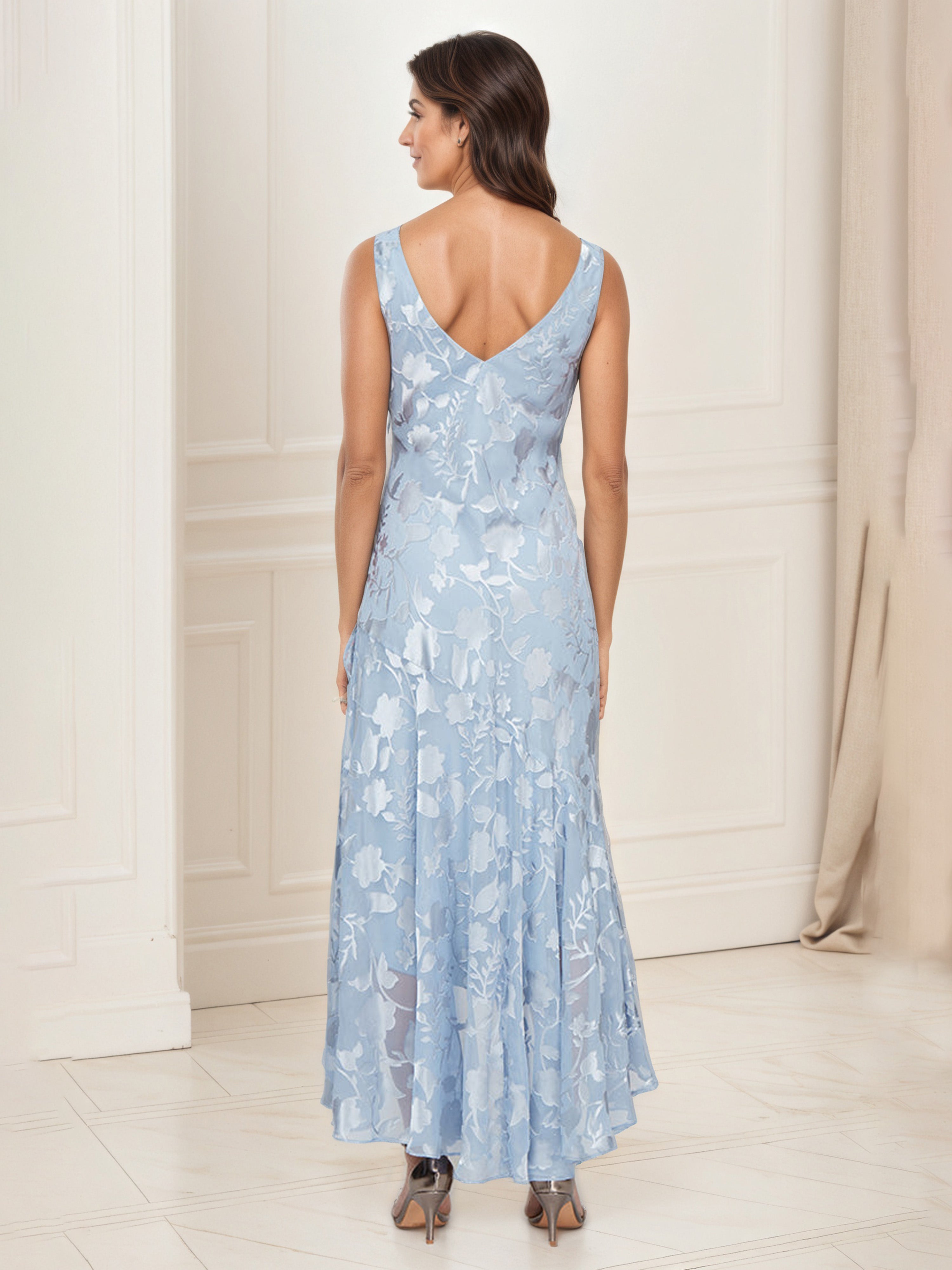 Open Cascade Jacket Dress Sky Blue Mother Of The Bride Dress with High-Low Tulip Hem Skirt
