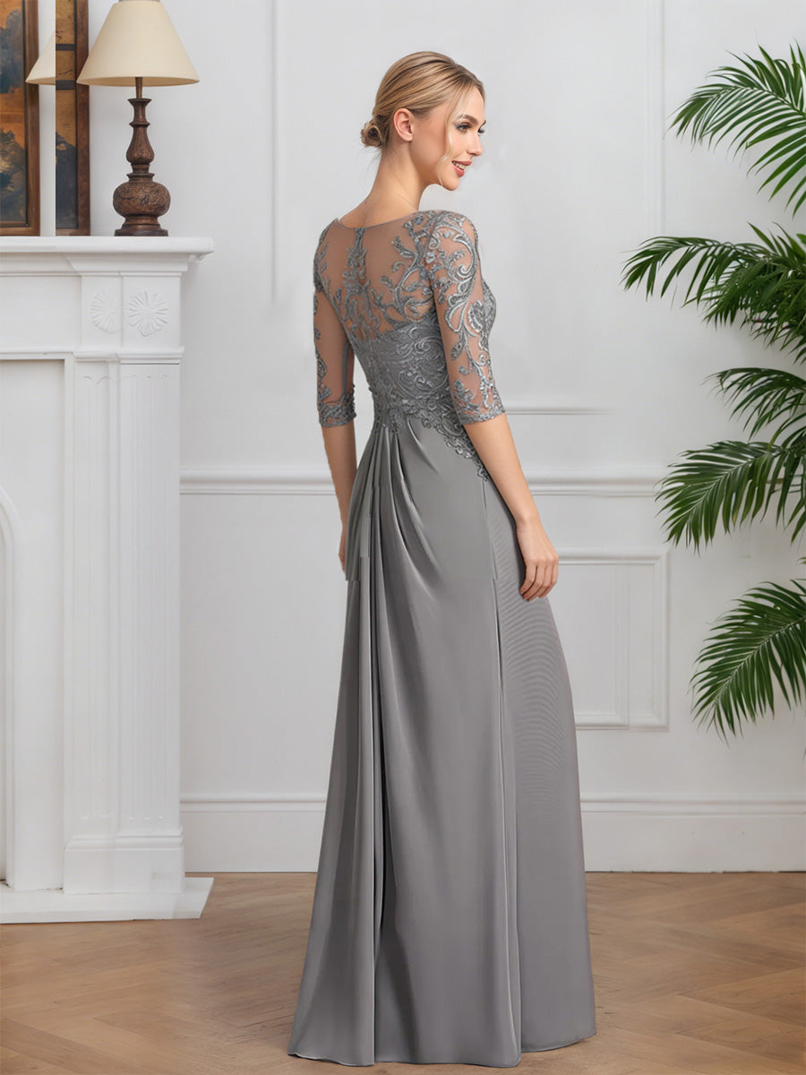 Cicinia Elegant Grey Mother Of The Bride Dresses Lace A-Line Half Sleeves Floor Length