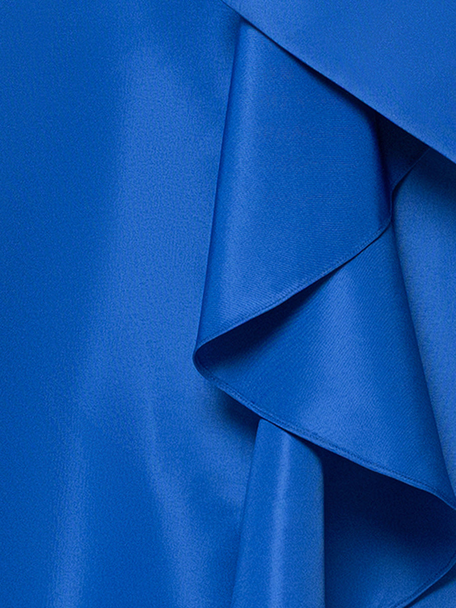 Cicinia Ocean Blue Mother Of The Bride Dresses Satin V-Neck Ruffle Side A-Line Evening Dresses