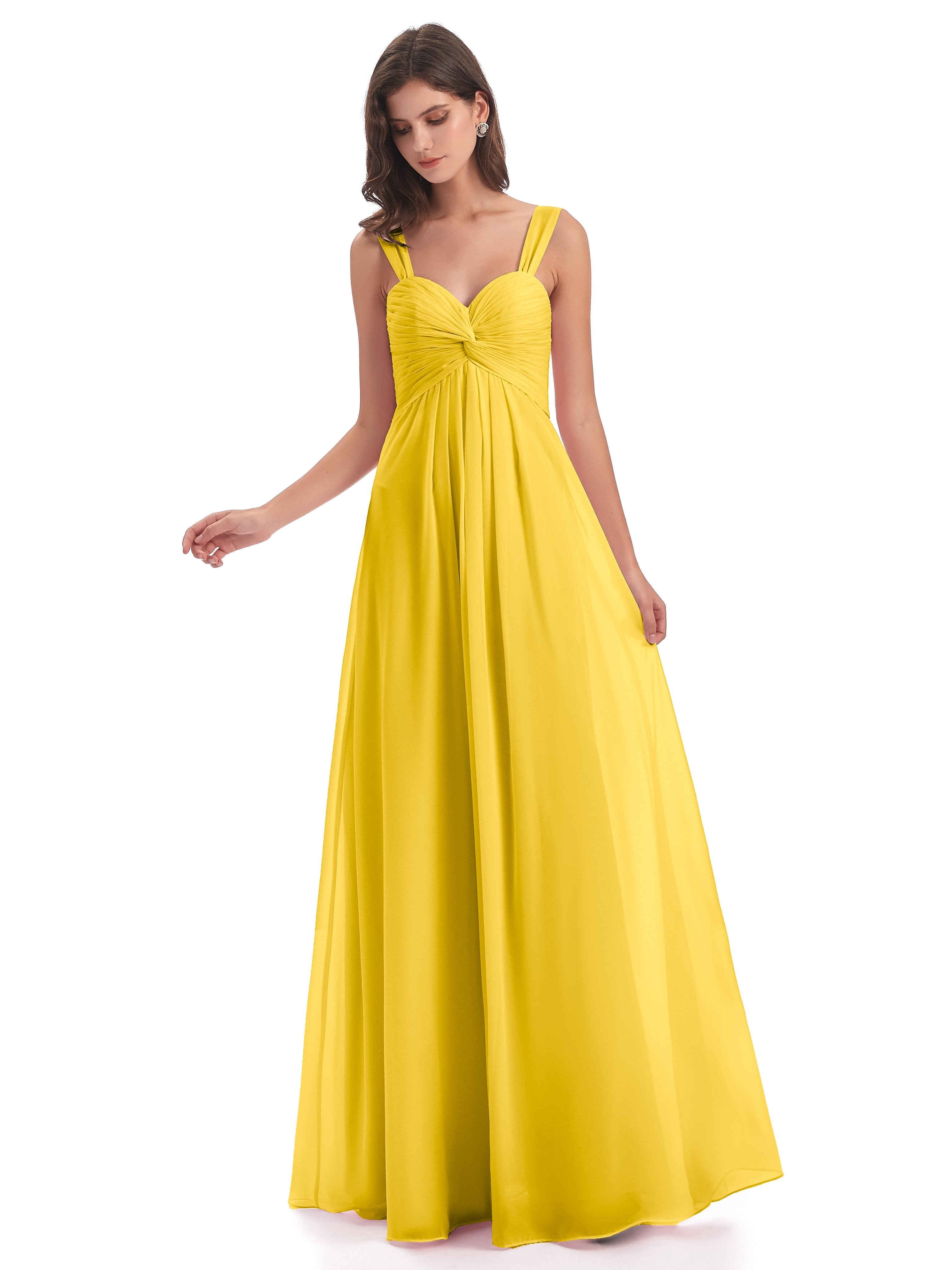 Marigold Bridesmaid Dress Egypt A-Line Straps Floor-Length Chiffon Bri
