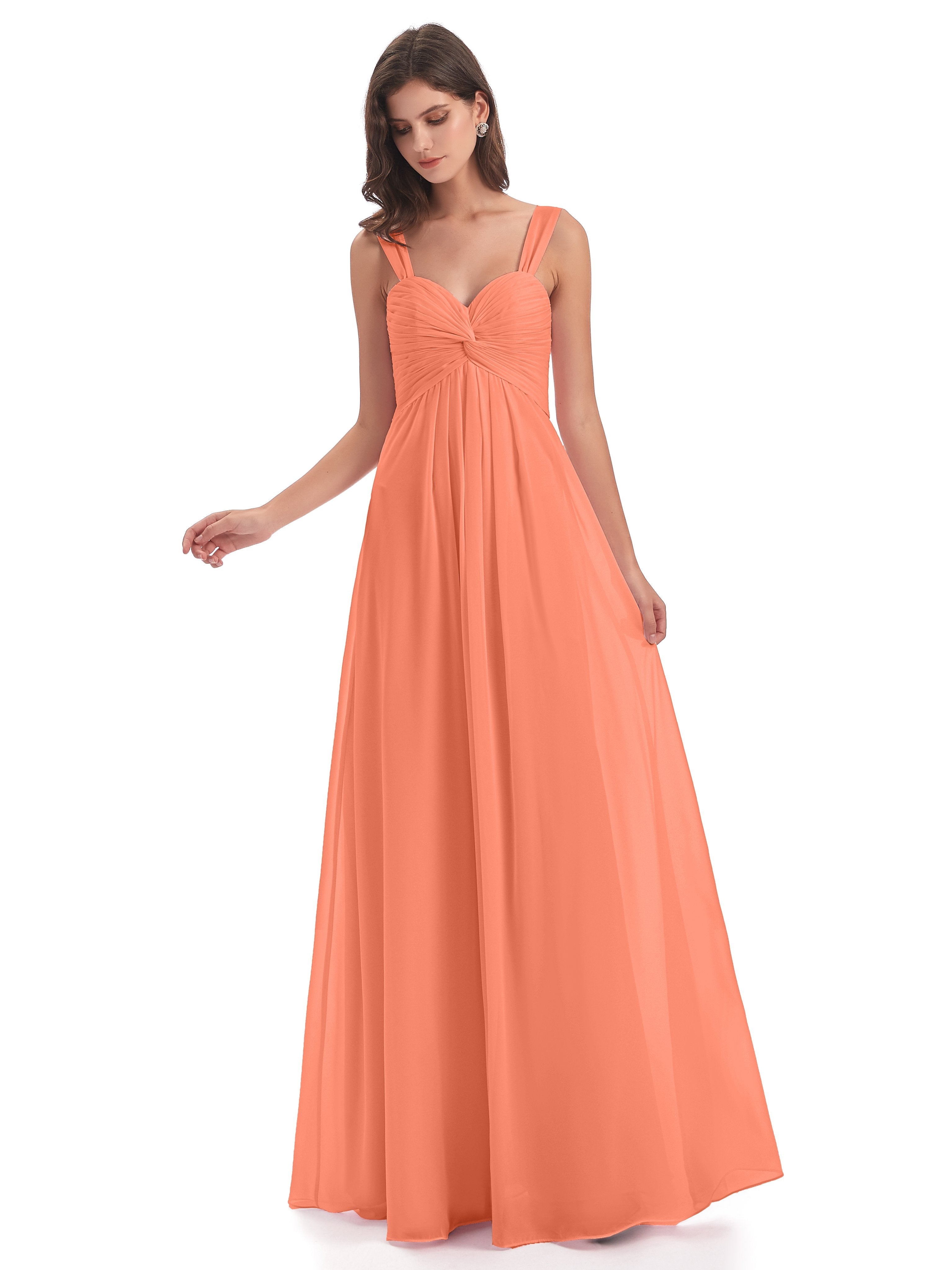 Wedding Sunset Bridesmaid Dresses Egypt A-Line Straps Floor-Length Chi