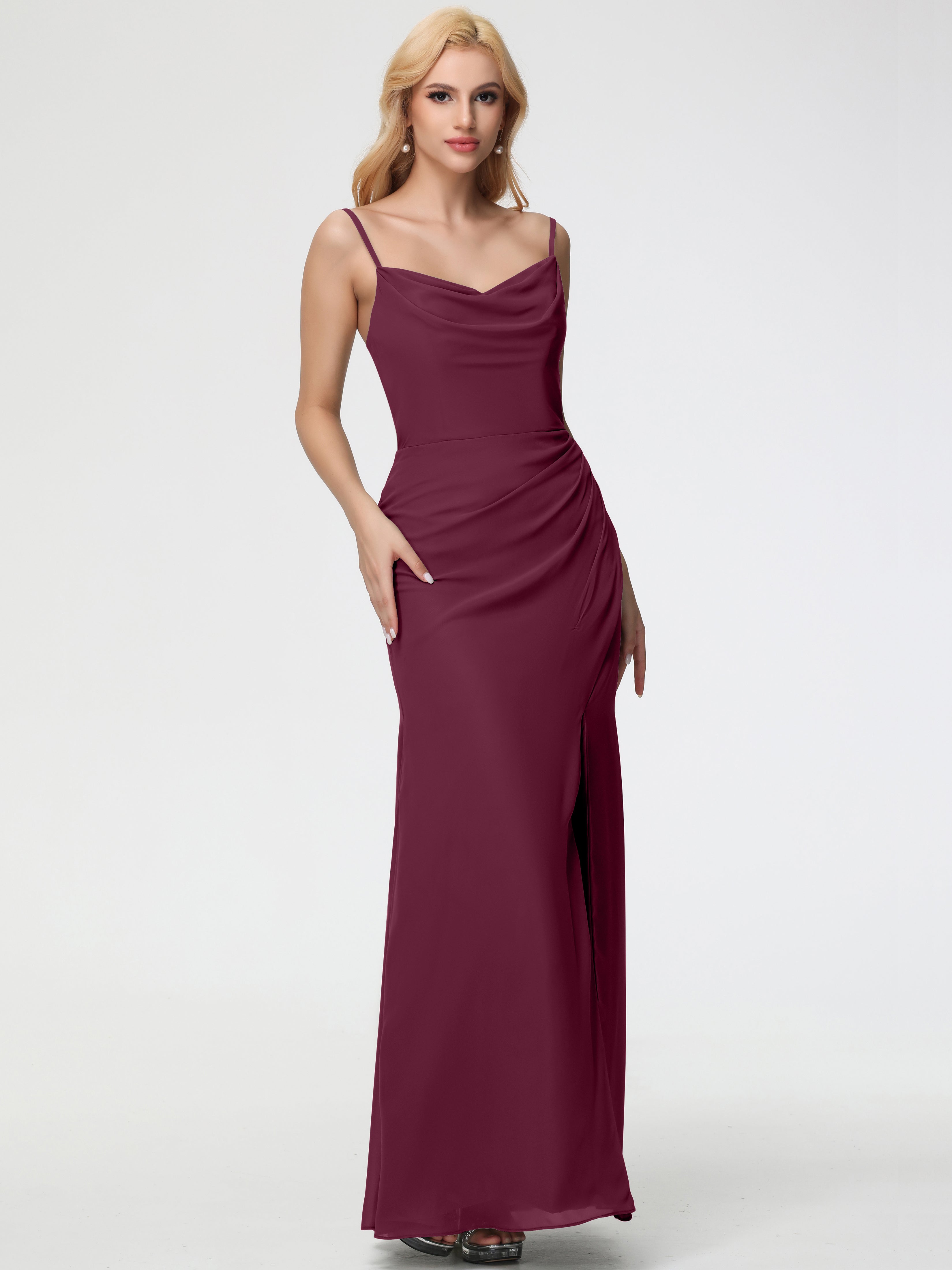 Cowl Sheath/Column Spaghetti Straps Chiffon Bridesmaid Dresses (Copy)