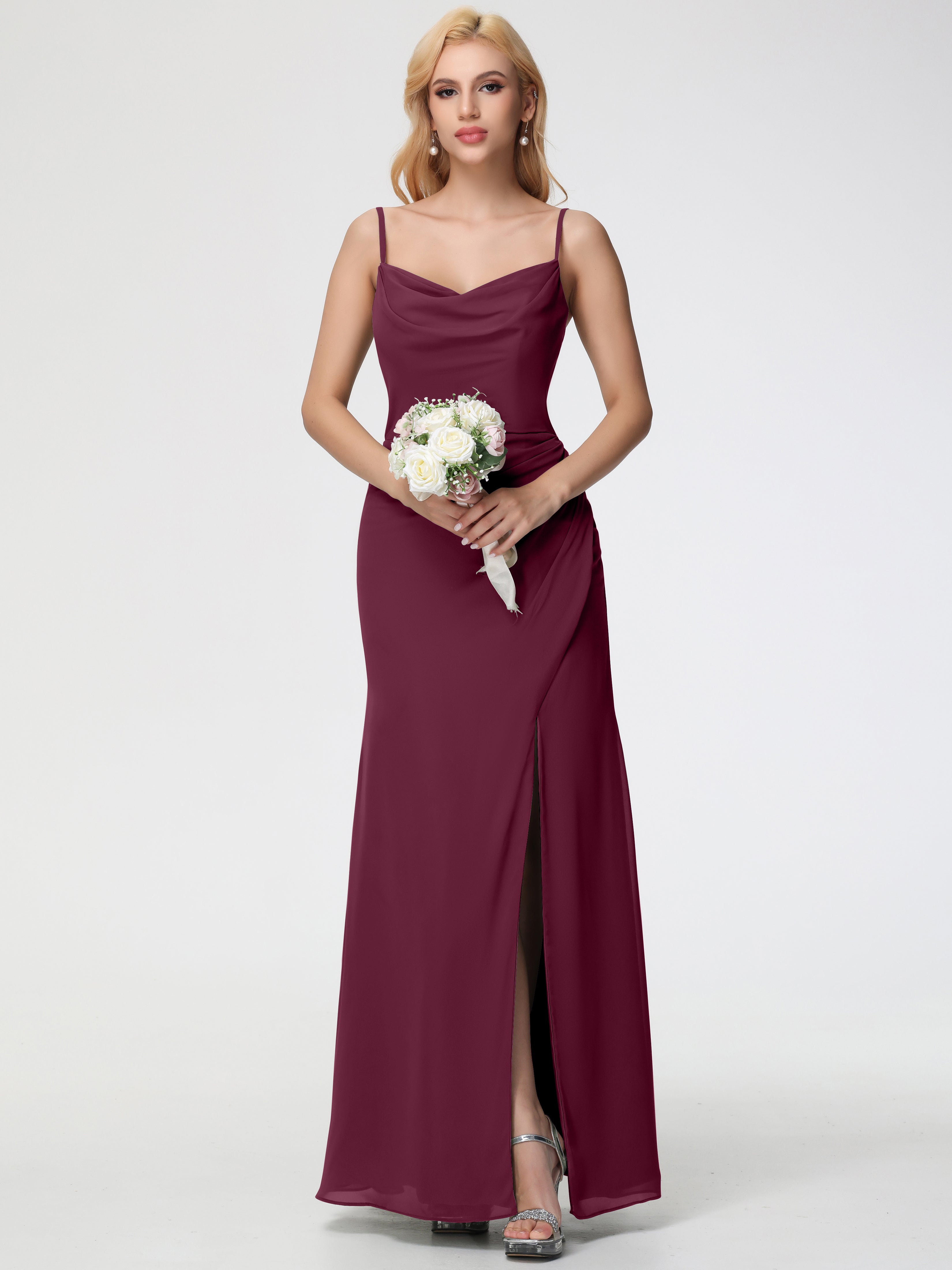 Cowl Sheath/Column Spaghetti Straps Chiffon Bridesmaid Dresses (Copy)