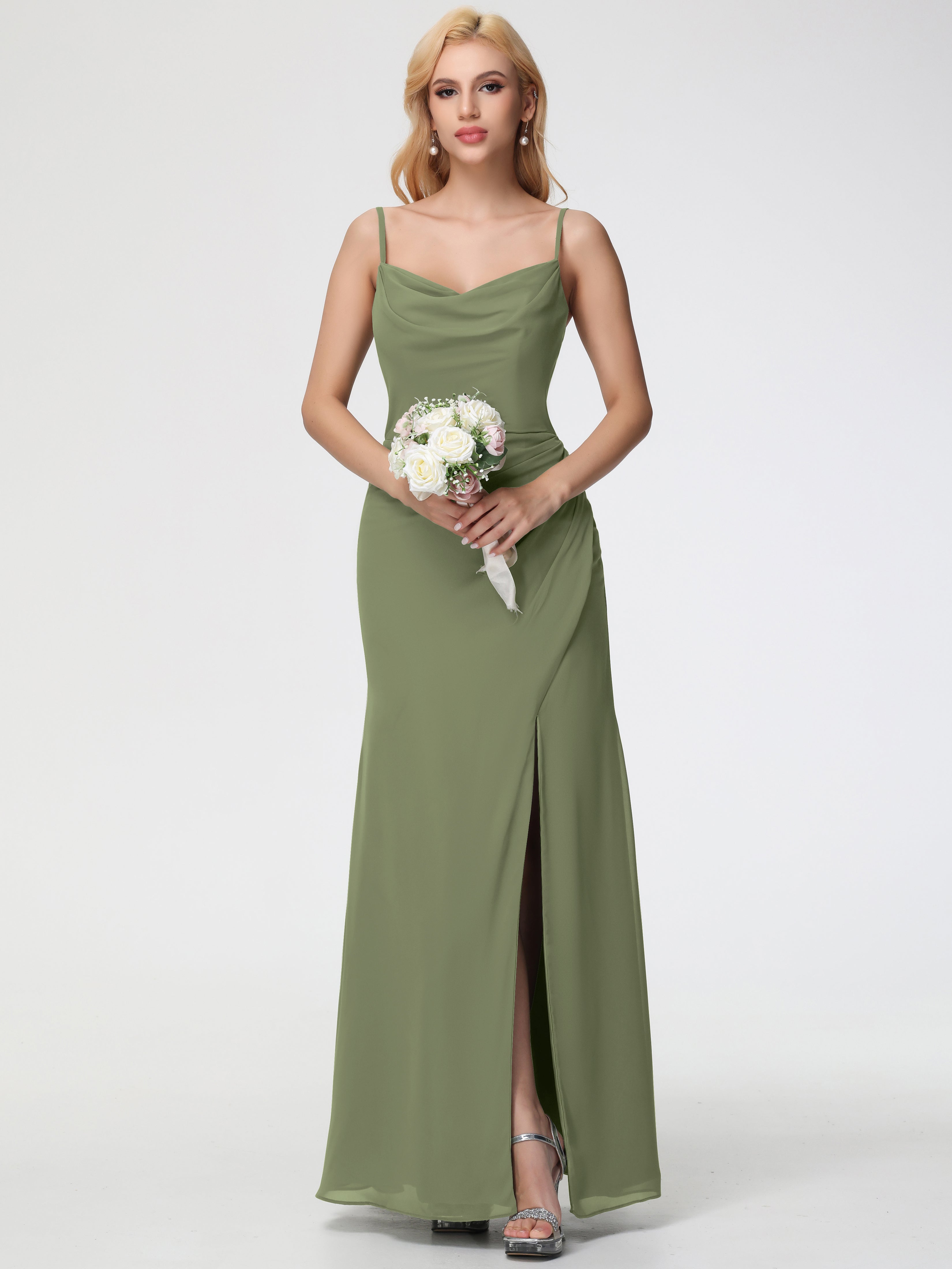 Cowl Sheath/Column Spaghetti Straps Chiffon Bridesmaid Dresses (Copy)