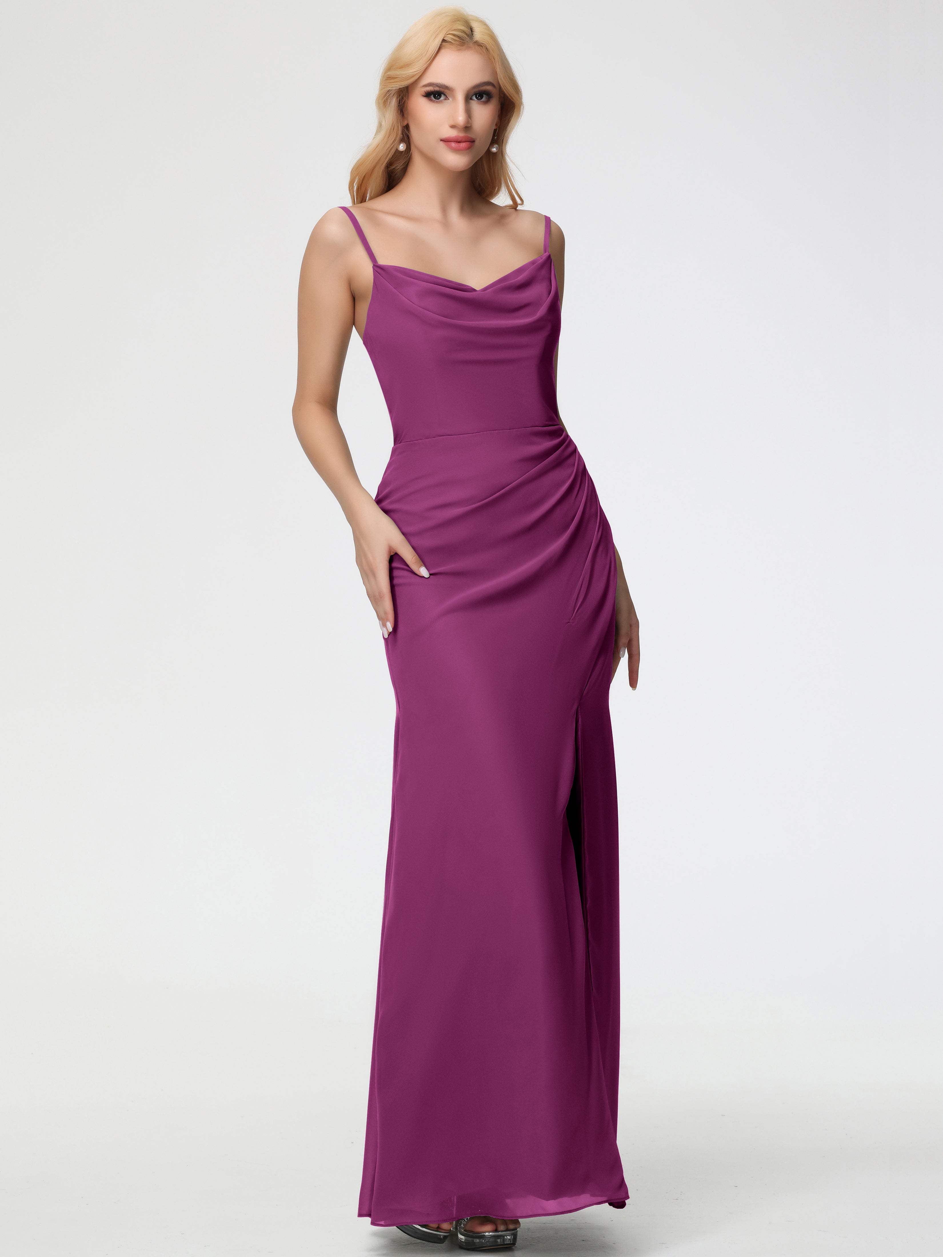 Cowl Sheath/Column Spaghetti Straps Chiffon Bridesmaid Dresses (Copy)