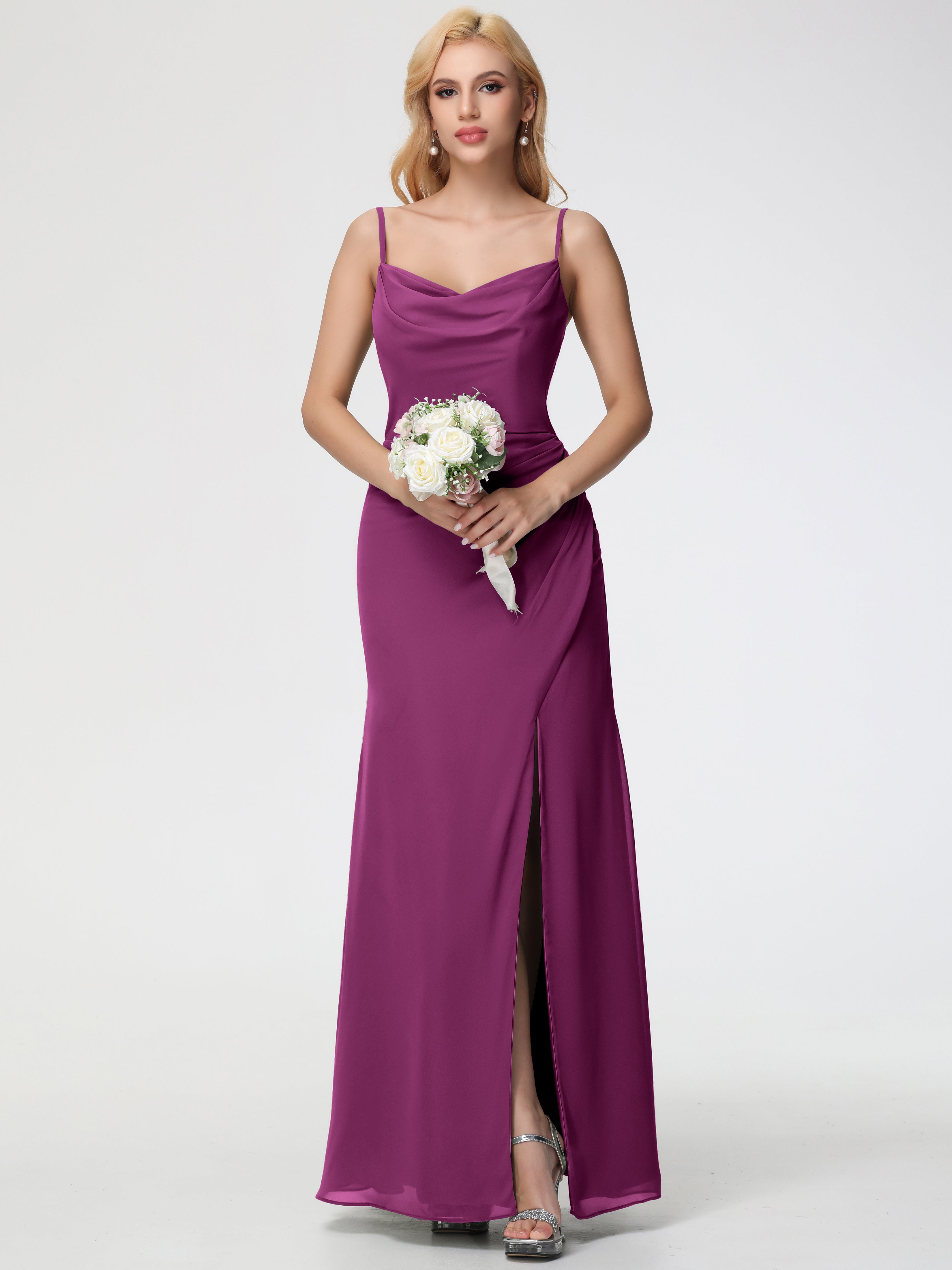 Cowl Sheath/Column Spaghetti Straps Chiffon Bridesmaid Dresses (Copy)
