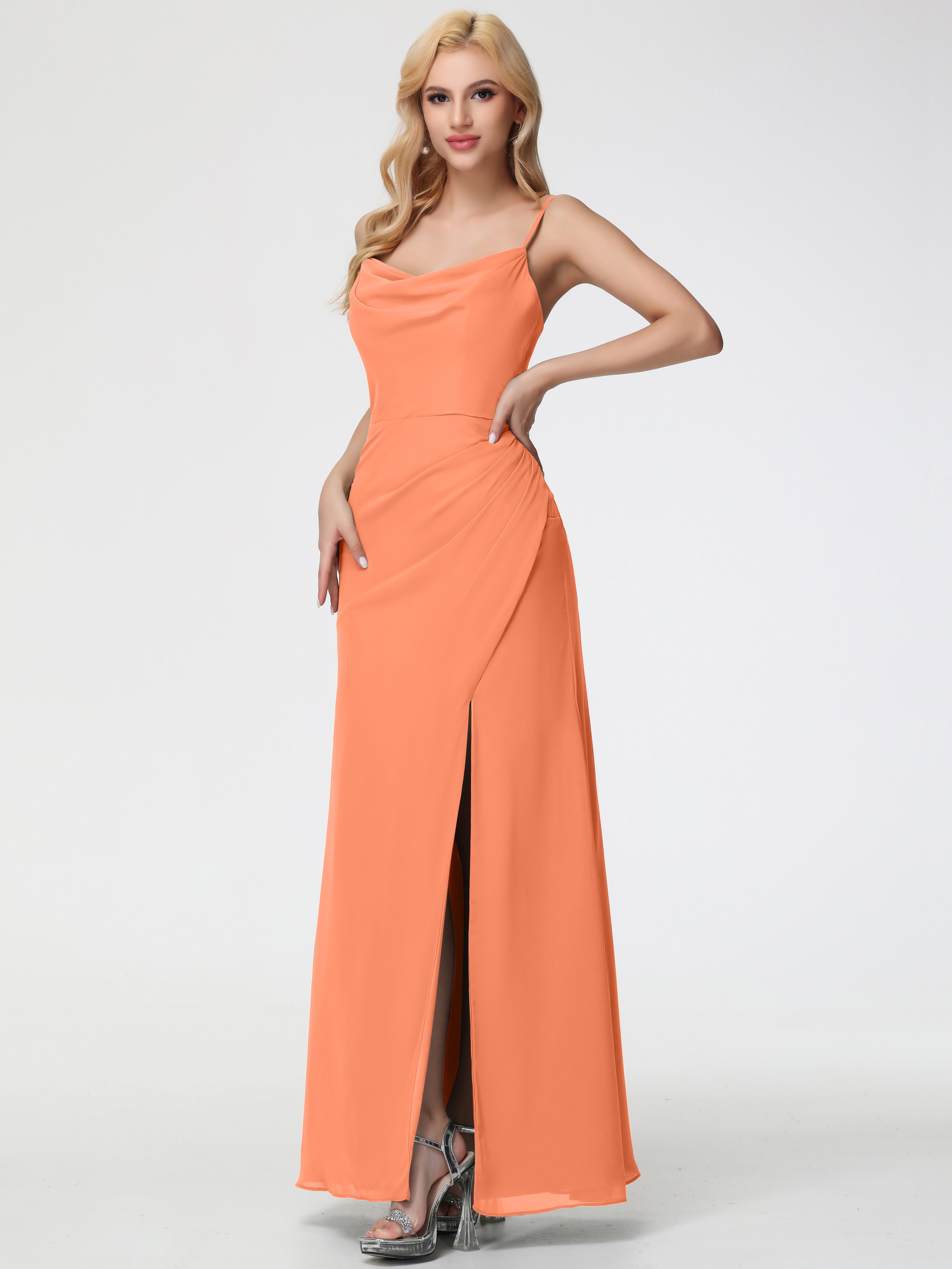 Cowl Sheath/Column Spaghetti Straps Chiffon Bridesmaid Dresses (Copy)