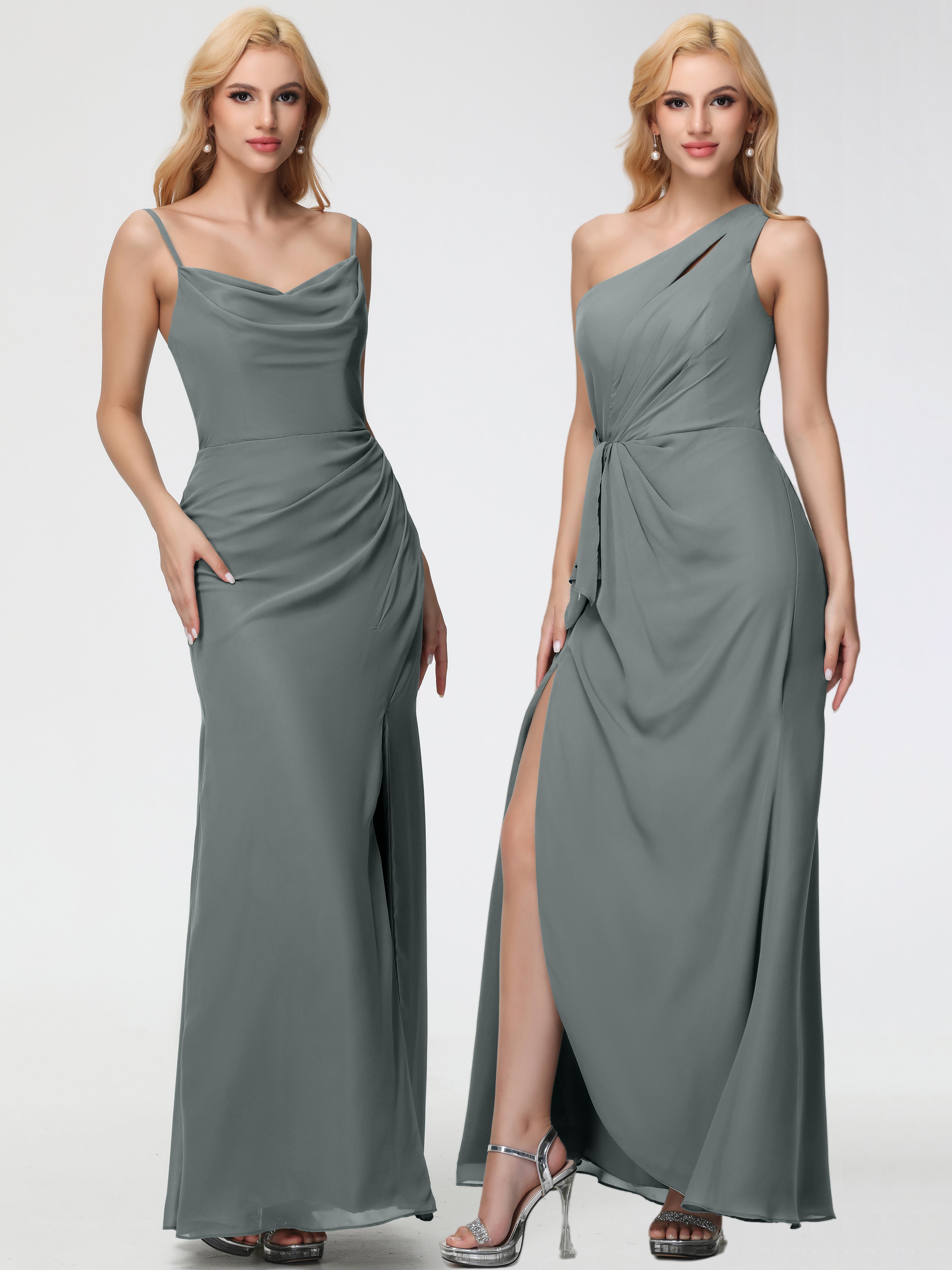 Cowl Sheath/Column Spaghetti Straps Chiffon Bridesmaid Dresses (Copy)