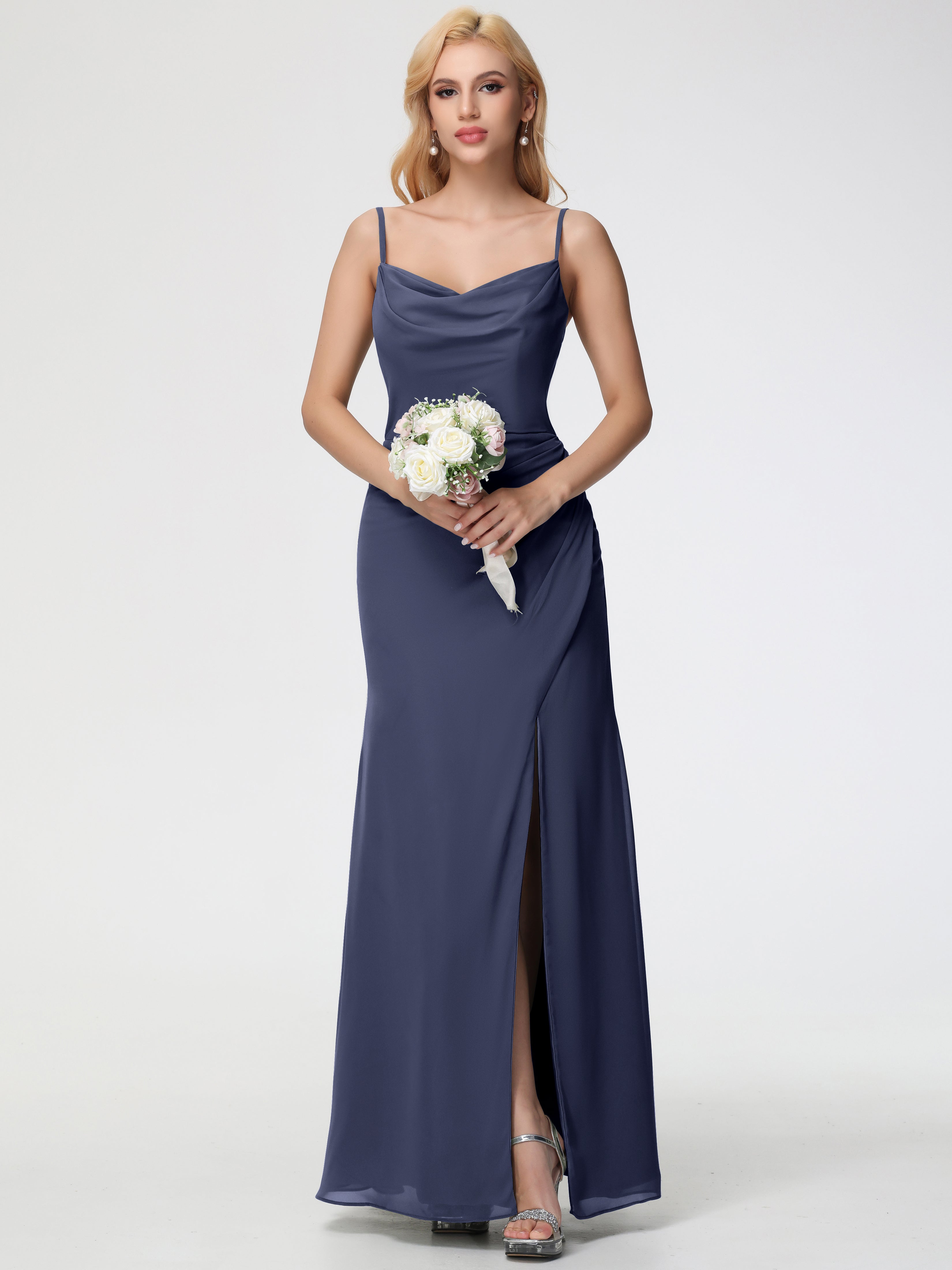 Cowl Sheath/Column Spaghetti Straps Chiffon Bridesmaid Dresses (Copy)