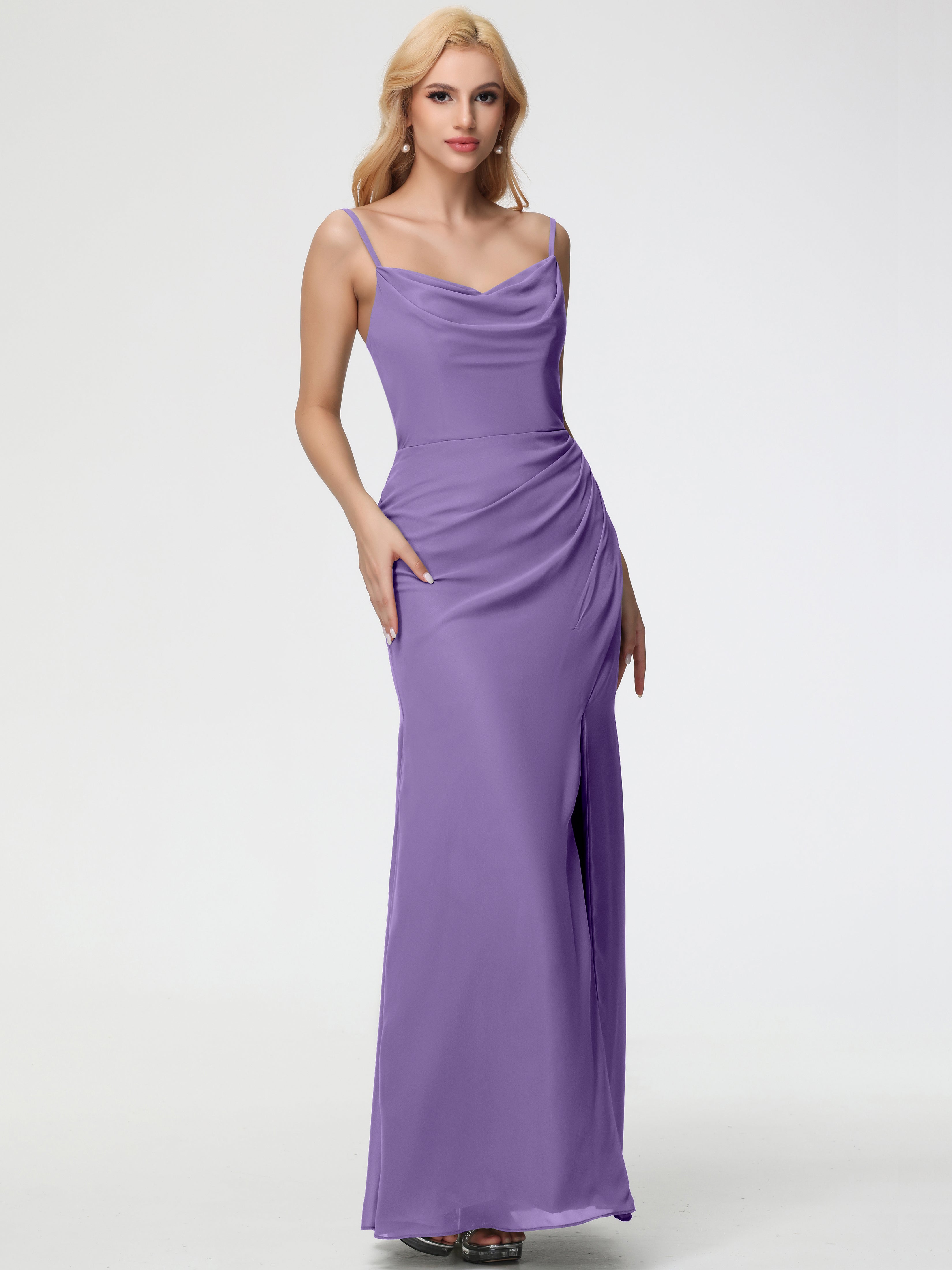 Cowl Sheath/Column Spaghetti Straps Chiffon Bridesmaid Dresses (Copy)