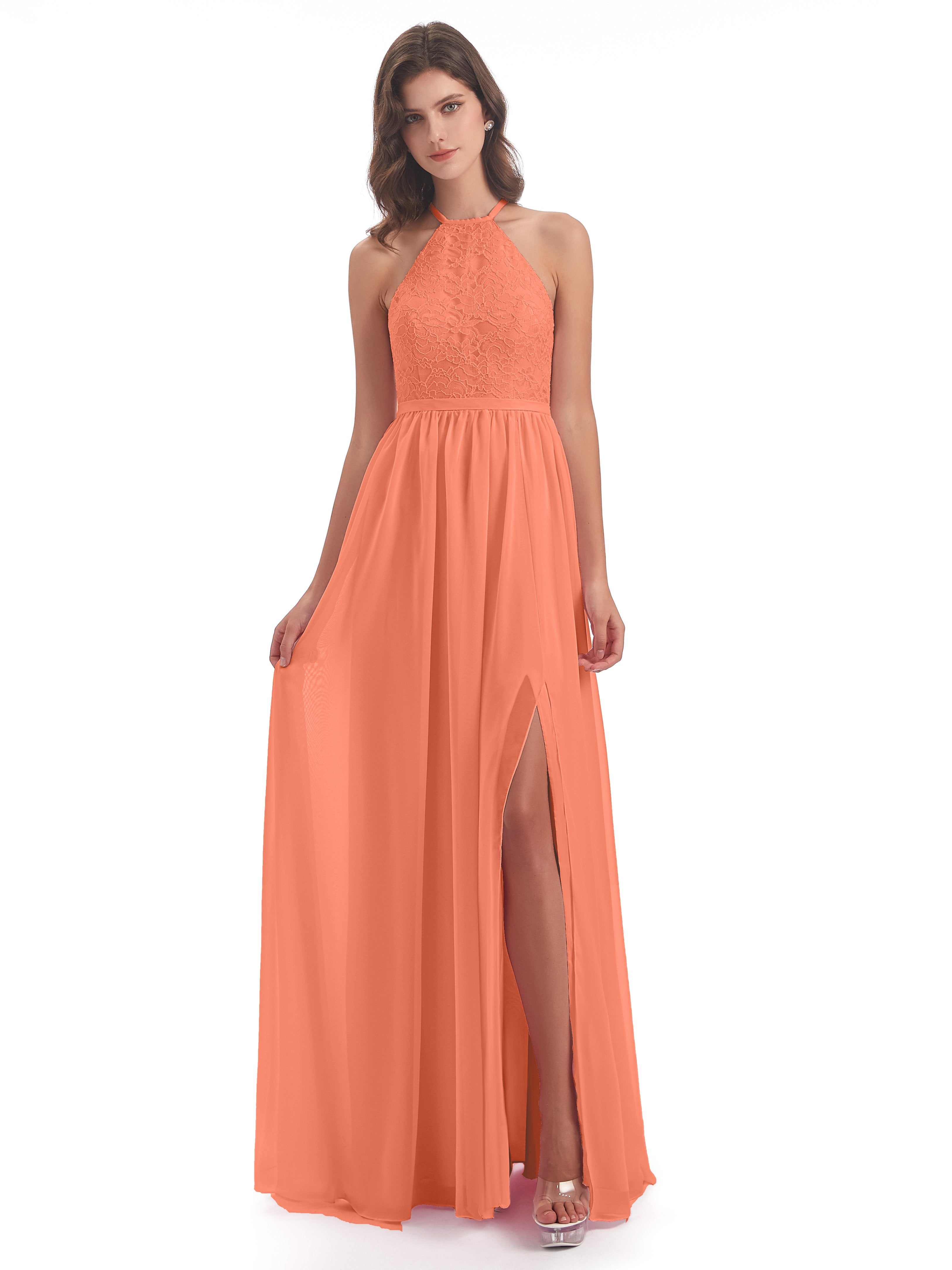 Sunset Bridesmaids Dresses Harper Fashion Halter Split Long Bridesmaid