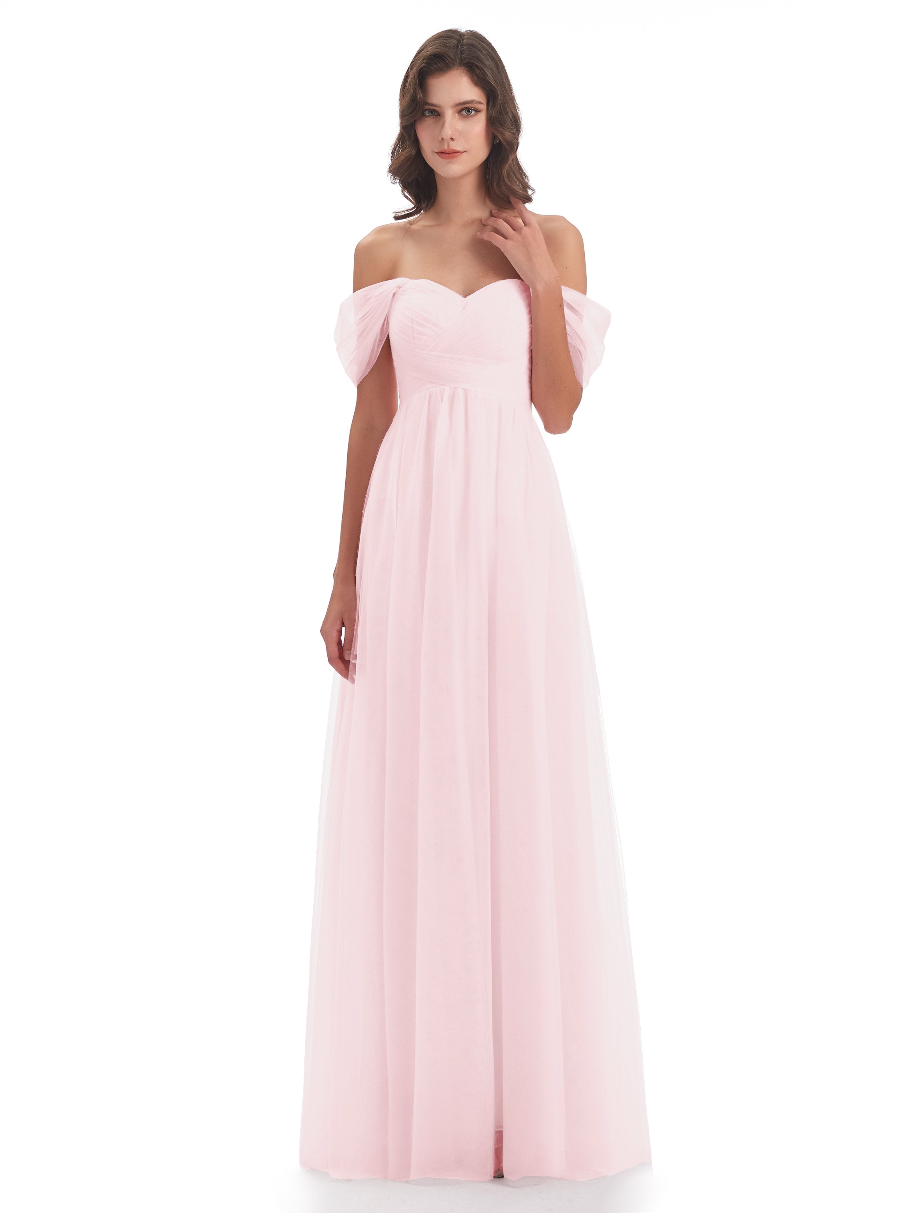 Long Blush Pink Bridesmaid Dress Long Bridesmaid Dresses With Tulle Of