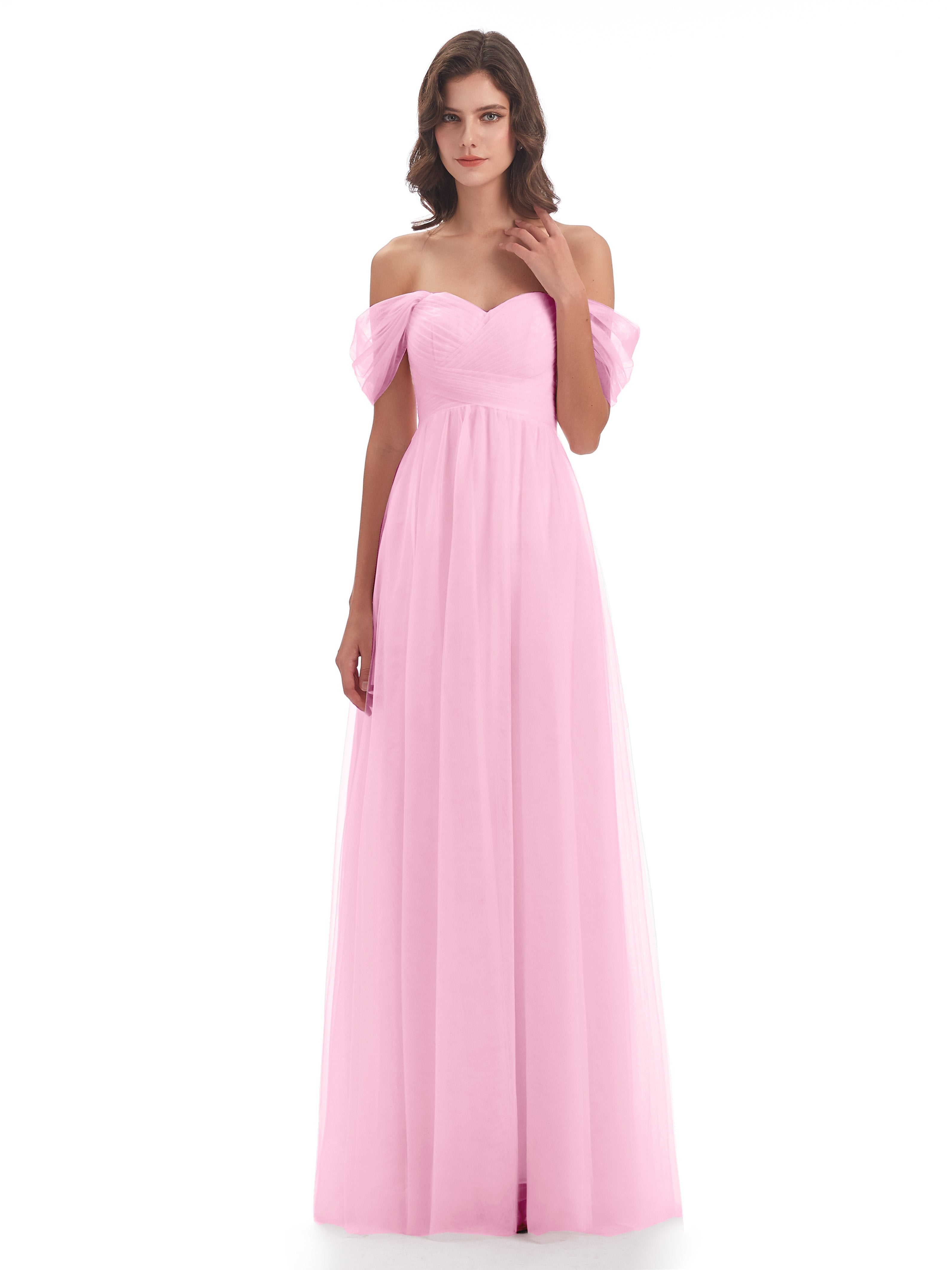 Candy Pink Bridesmaids Dresses Long Bridesmaid Dresses With Tulle Off