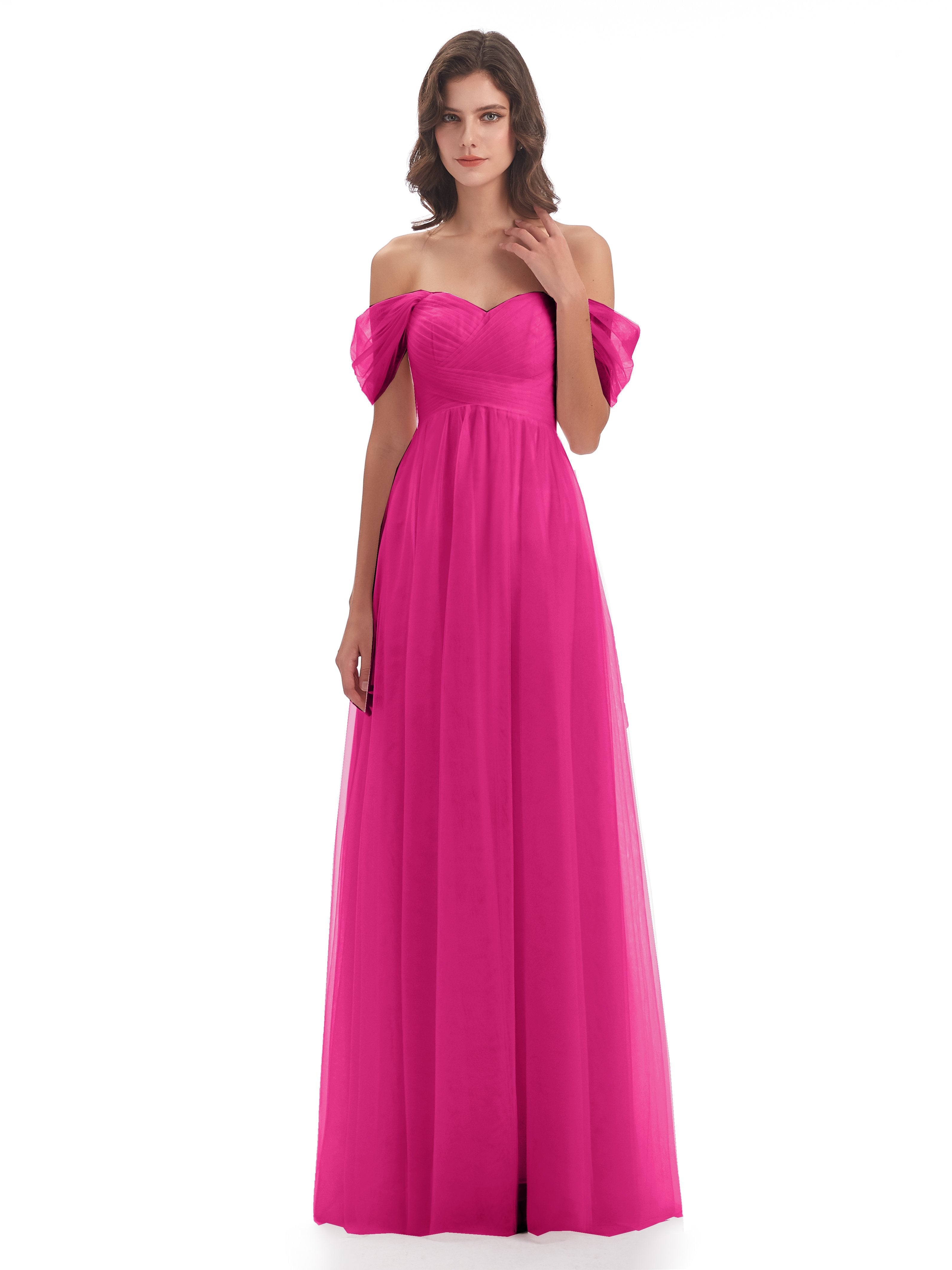 Bridesmaid Dresses In Fuchsia Pink Long Bridesmaid Dresses With Tulle