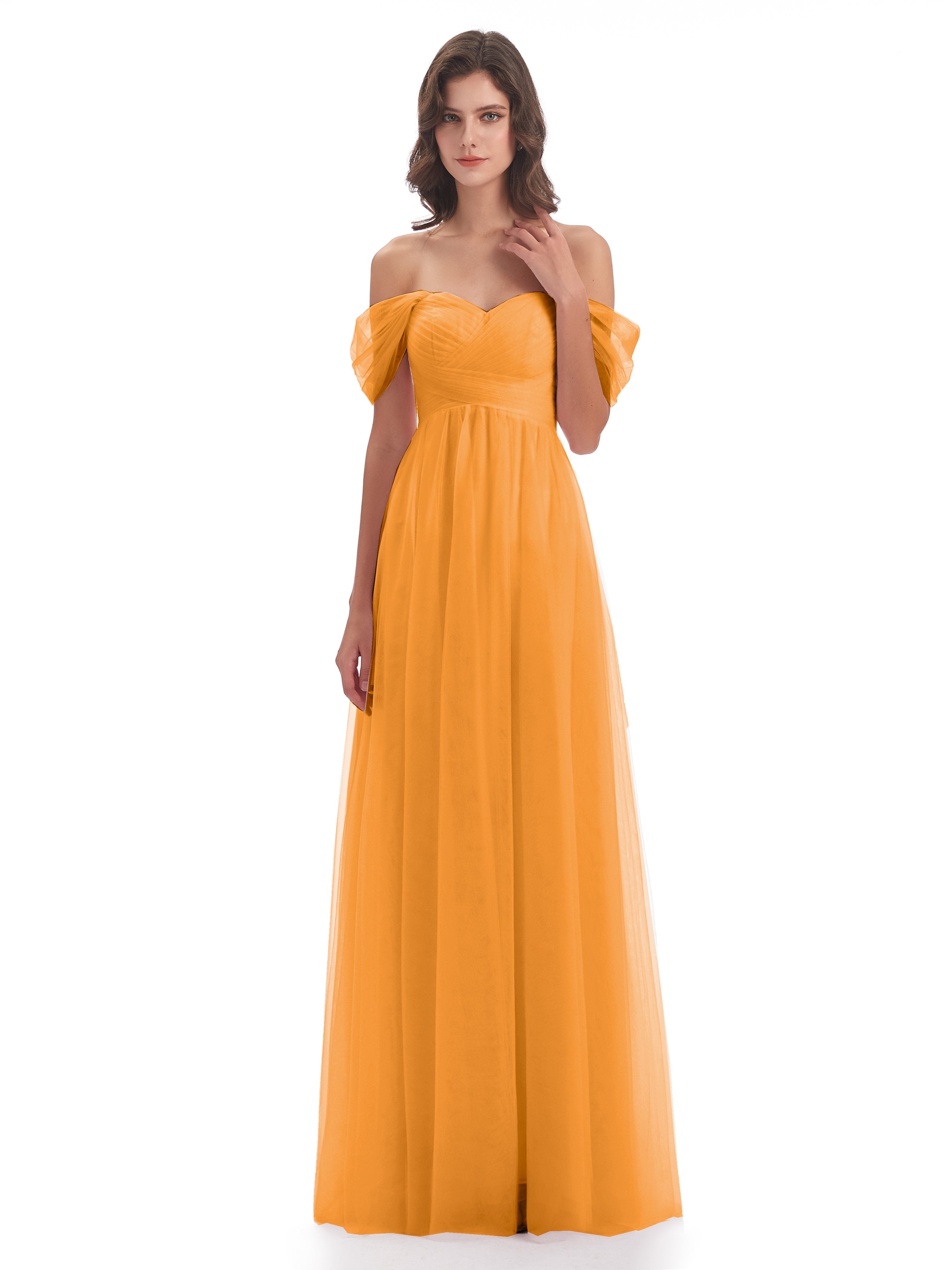 Bridesmaid Dress Tangerine Long Bridesmaid Dresses With Tulle Off The