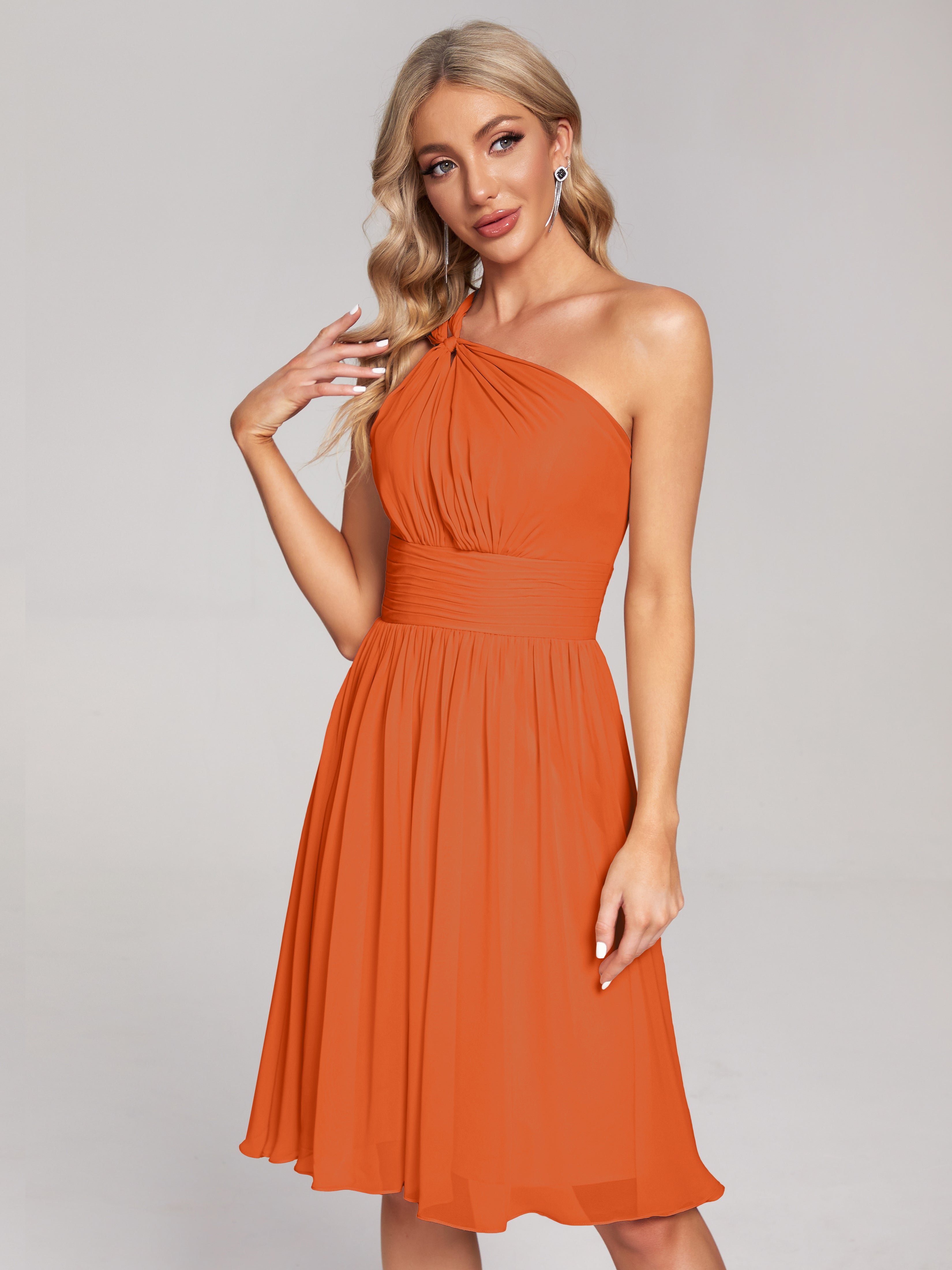 short burnt orange bridesmaid dresses Bridesmaids Dress Arielle One-Shoulder Chiffon Brid Size:40 Long Available in US sizes lace white maternity dress Australia Sunshine Swim Dress -