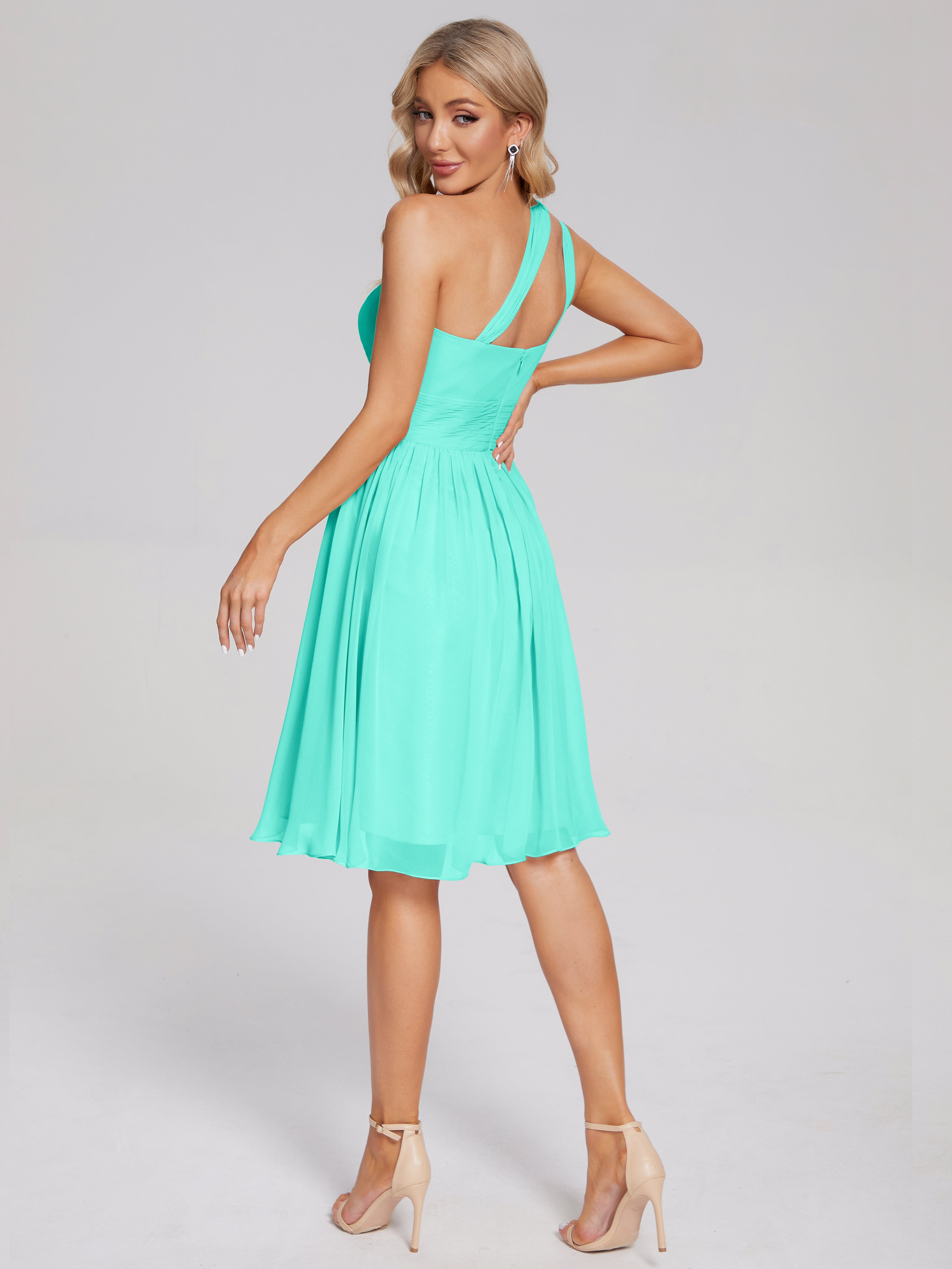 One shoulder Long Chiffon Bridesmaid Gowns Spa