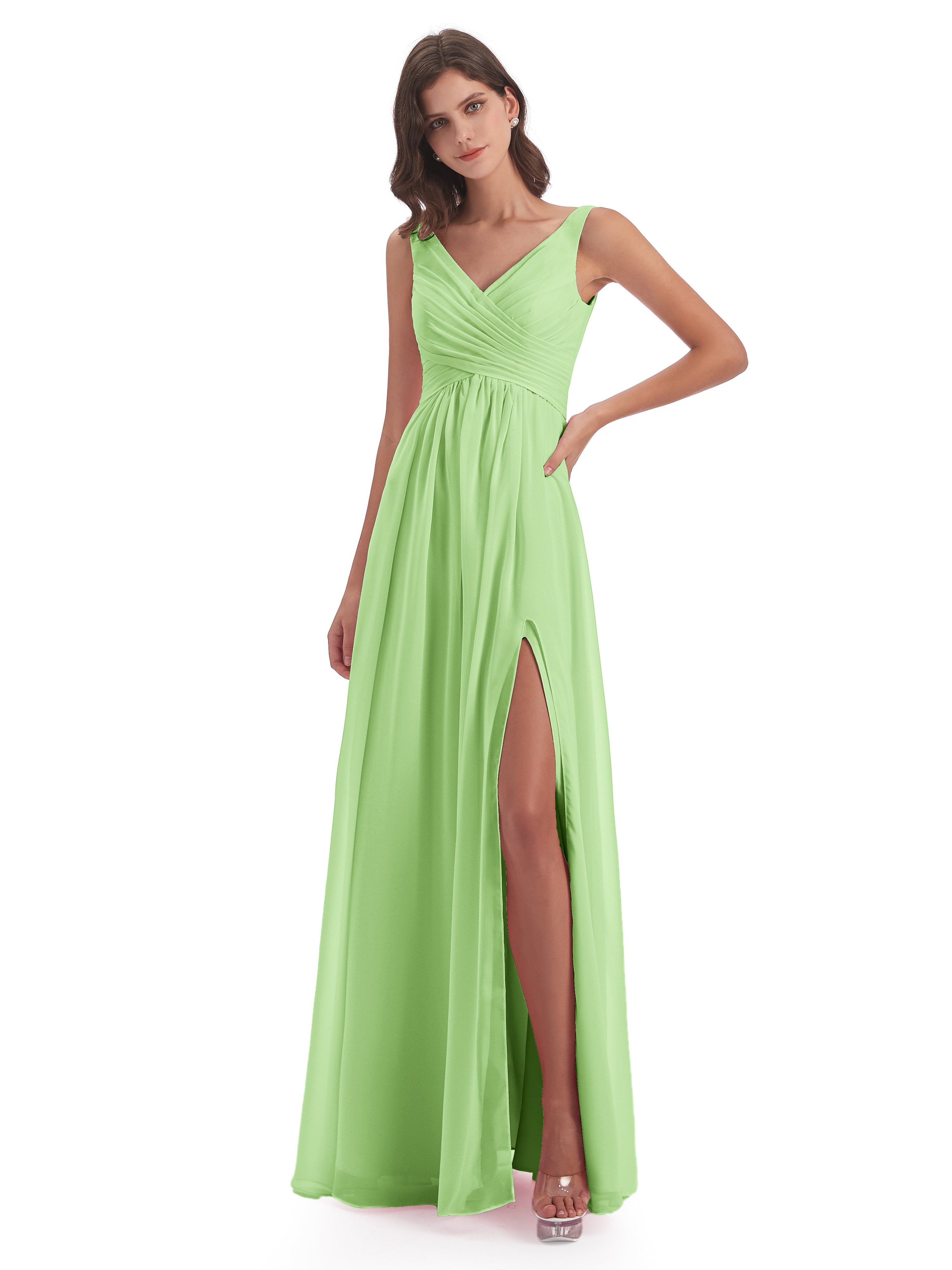 Sage Green Light Green Bridesmaid Dresses Chiffon Column Long Bridesma Sage Green Light Green Bridesmaid Dresses Chiffon Column Long Bridesma